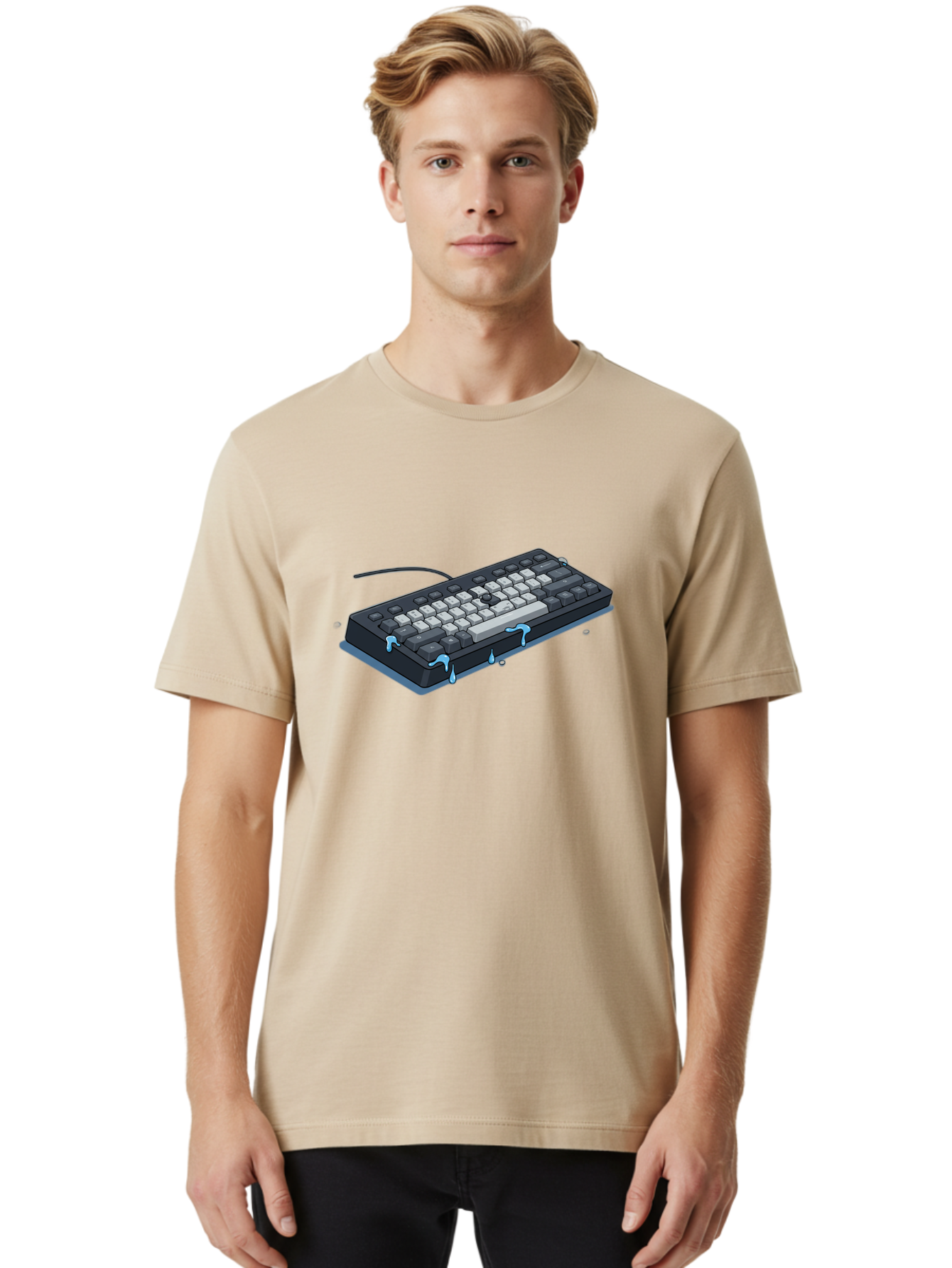 Water-Damaged-Keyboard Men'S Graphic Tee, 100% Cotton, Comfortable Casual Summer Wear, Machine Washable, Vintage Camera, Old Camera, Antique Camera, Black Camera, Classic Photography, Photography Equipment, Nostalgic Device, Film Camera, Bag095