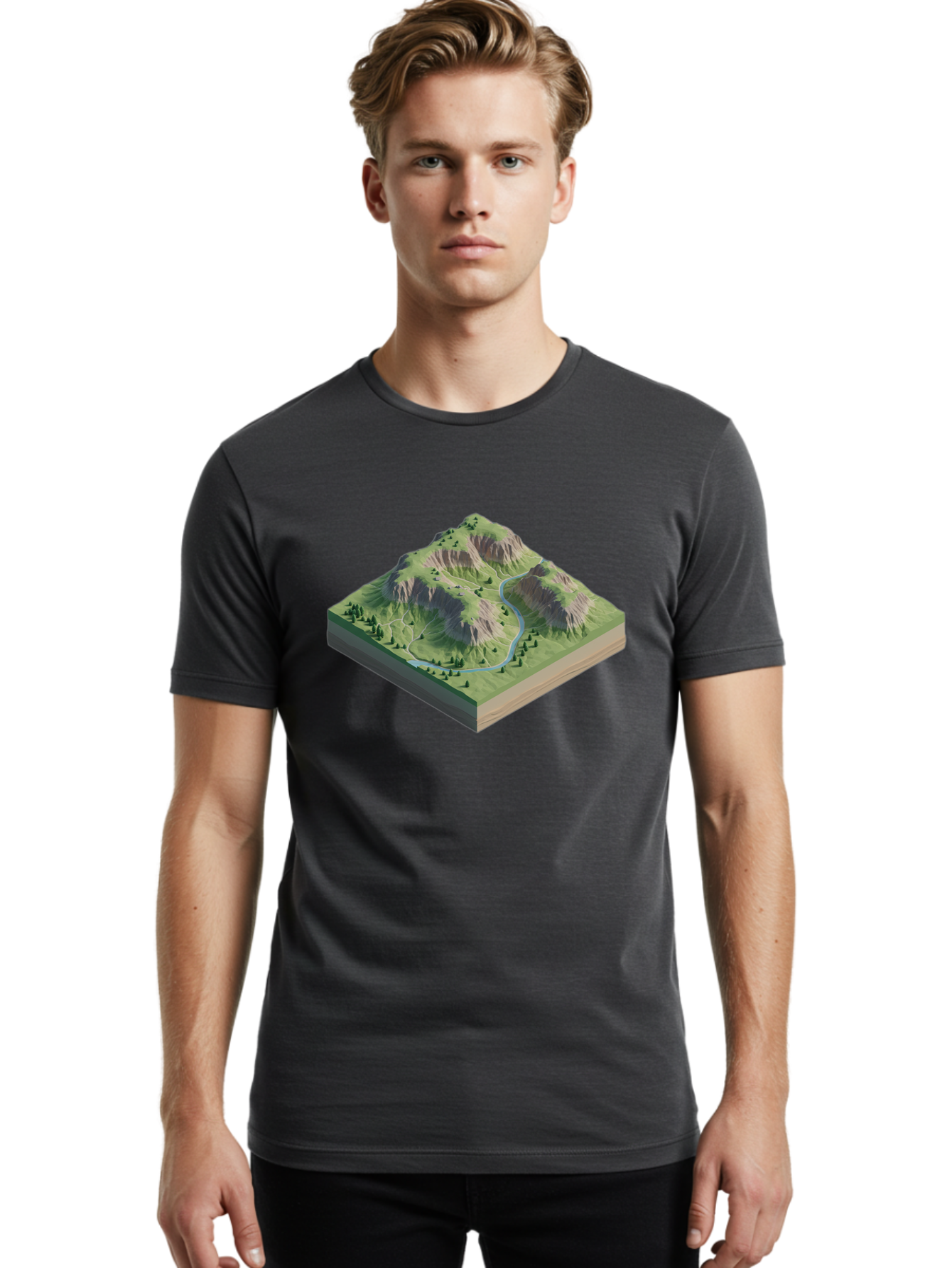 3D-Mountain-Landscape Men'S Graphic Tee, 100% Cotton, Comfortable Casual Summer Wear, Machine Washable, Vintage Camera, Old Camera, Antique Camera, Black Camera, Classic Photography, Photography Equipment, Nostalgic Device, Film Camera, Bag110