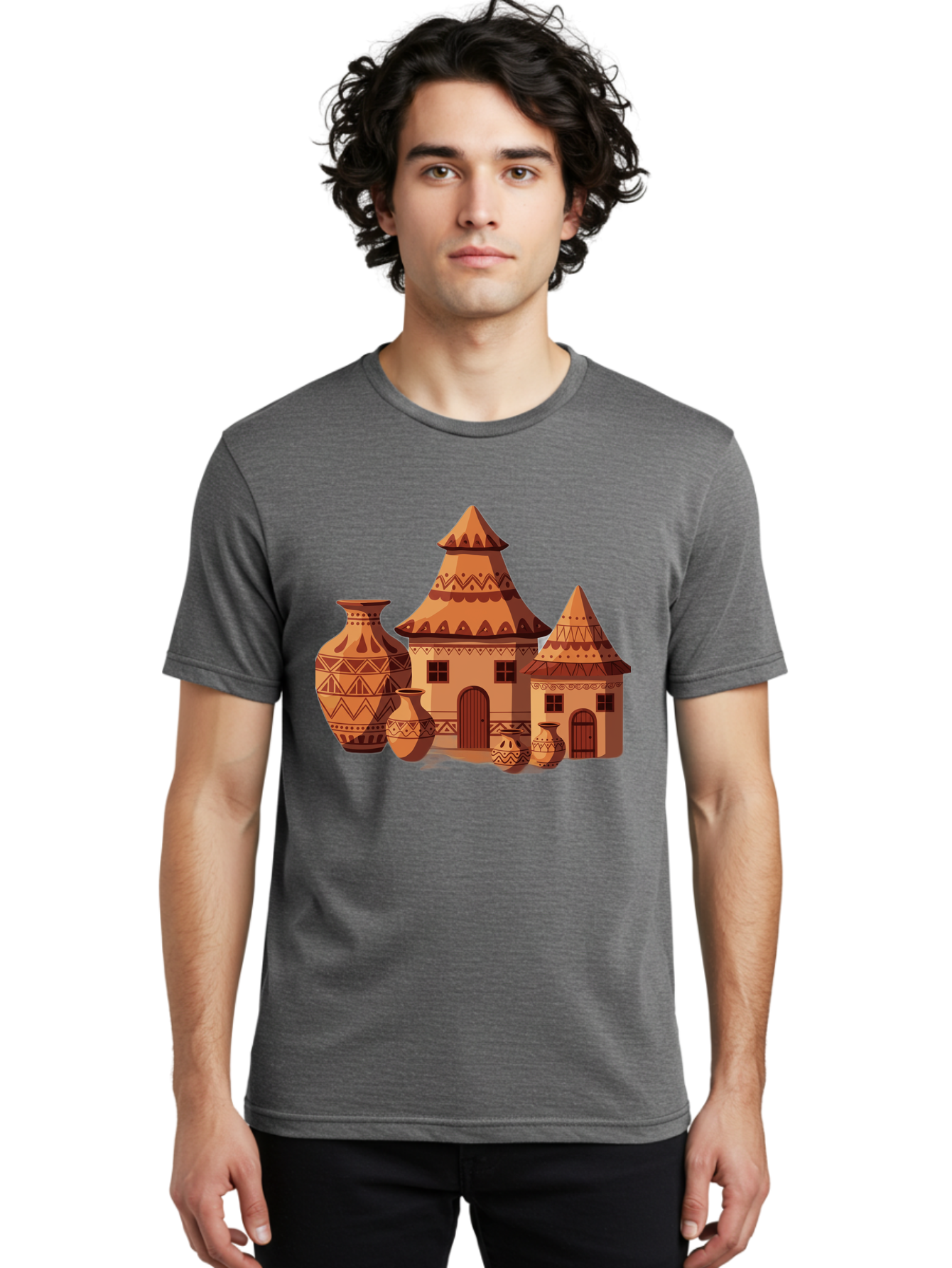 African-Huts-And-Vases Men'S Graphic Tee, 100% Cotton, Comfortable Casual Summer Wear, Machine Washable, Vintage Camera, Old Camera, Antique Camera, Black Camera, Classic Photography, Photography Equipment, Nostalgic Device, Film Camera, Bag130
