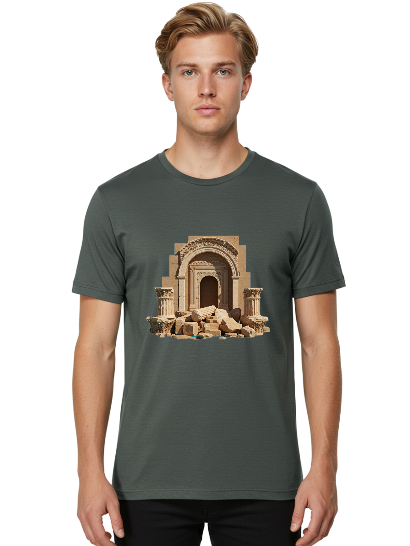 Ancient-Archway-Ruins Men'S Graphic Tee, 100% Cotton, Comfortable Casual Summer Wear, Machine Washable, Vintage Camera, Old Camera, Antique Camera, Black Camera, Classic Photography, Photography Equipment, Nostalgic Device, Film Camera, Bag133