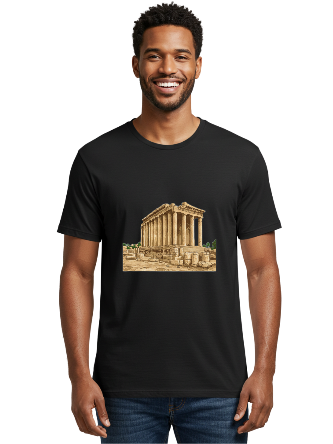 Ancient-Greek-Temple Men'S Graphic Tee, 100% Cotton, Comfortable Casual Summer Wear, Machine Washable, Vintage Camera, Old Camera, Antique Camera, Black Camera, Classic Photography, Photography Equipment, Nostalgic Device, Film Camera, Bag134