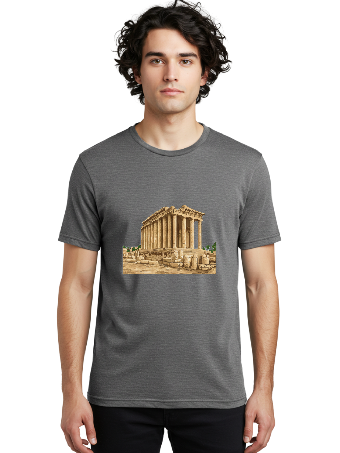 Ancient-Greek-Temple Men'S Graphic Tee, 100% Cotton, Comfortable Casual Summer Wear, Machine Washable, Vintage Camera, Old Camera, Antique Camera, Black Camera, Classic Photography, Photography Equipment, Nostalgic Device, Film Camera, Bag134