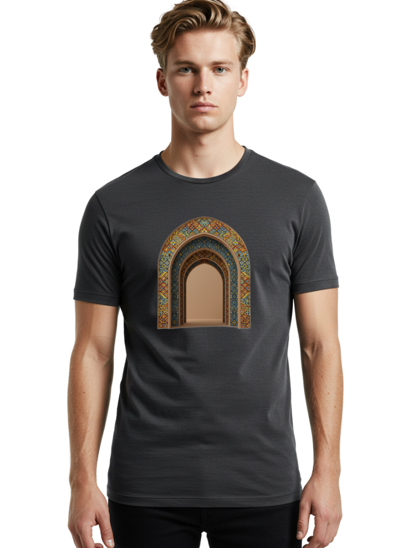 Arched-Doorway Men'S Graphic Tee, 100% Cotton, Comfortable Casual Summer Wear, Machine Washable, Vintage Camera, Old Camera, Antique Camera, Black Camera, Classic Photography, Photography Equipment, Nostalgic Device, Film Camera, Camera Art Bag141