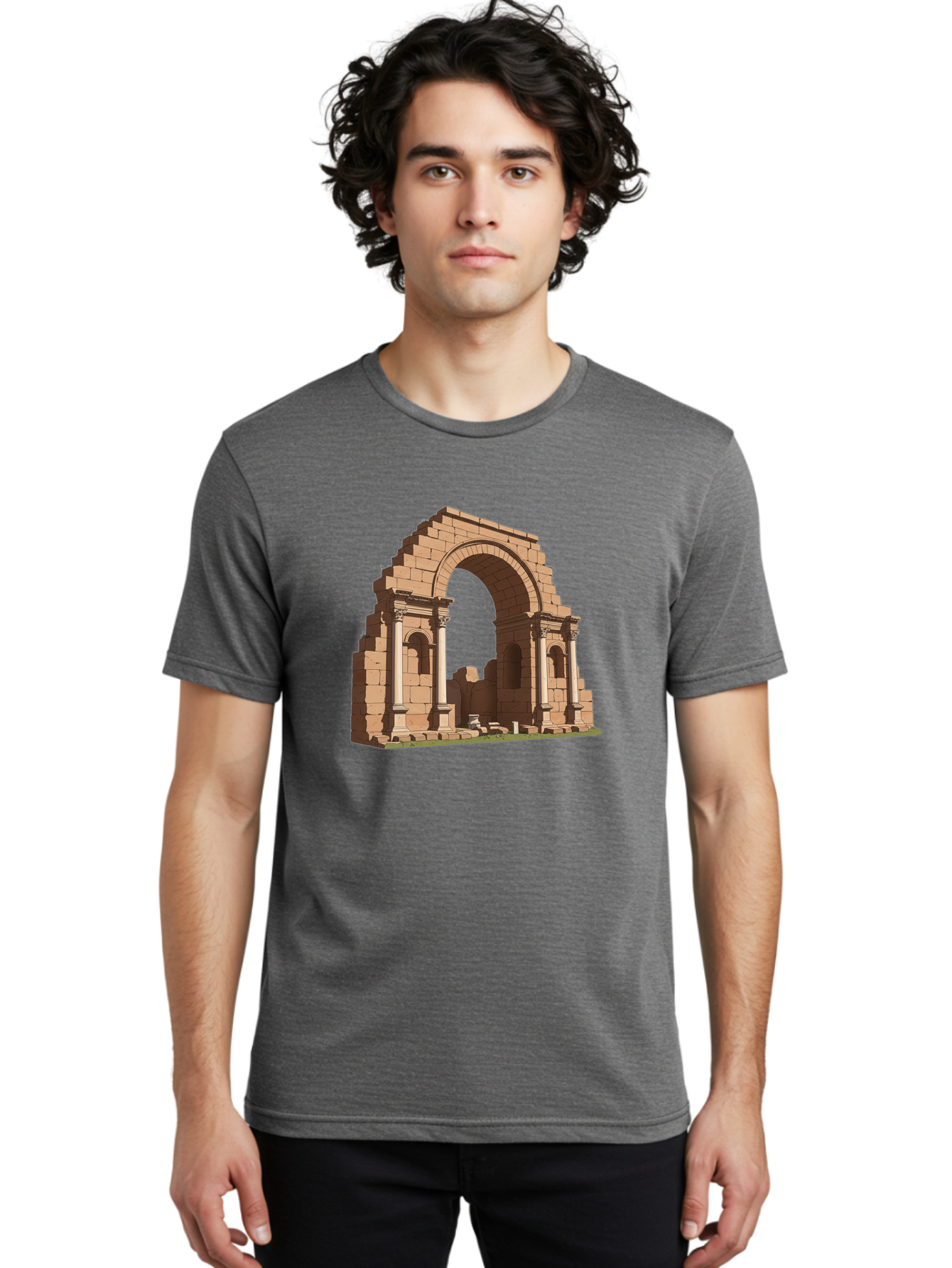 Archway-Ruins Men'S Graphic Tee, 100% Cotton, Comfortable Casual Summer Wear, Machine Washable, Vintage Camera, Old Camera, Antique Camera, Black Camera, Classic Photography, Photography Equipment, Nostalgic Device, Film Camera, Camera Art Bag146
