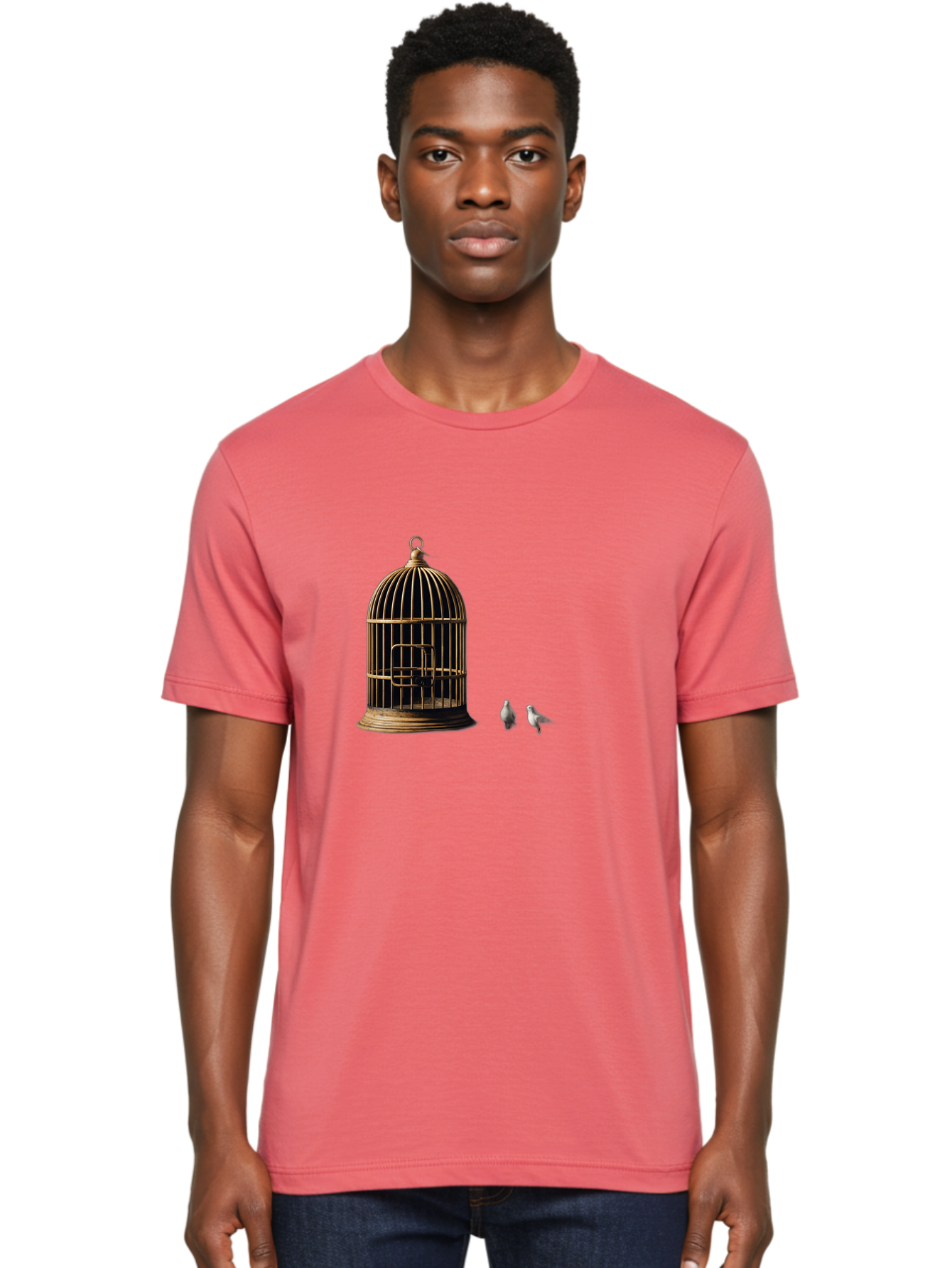 Bird-Cage-And-Birds Men'S Graphic Tee, 100% Cotton, Comfortable Casual Summer Wear, Machine Washable, Vintage Camera, Old Camera, Antique Camera, Black Camera, Classic Photography, Photography Equipment, Nostalgic Device, Film Camera, Bag172