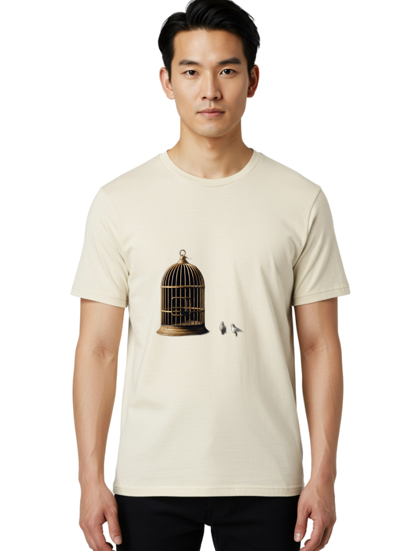 Bird-Cage-And-Birds Men'S Graphic Tee, 100% Cotton, Comfortable Casual Summer Wear, Machine Washable, Vintage Camera, Old Camera, Antique Camera, Black Camera, Classic Photography, Photography Equipment, Nostalgic Device, Film Camera, Bag172