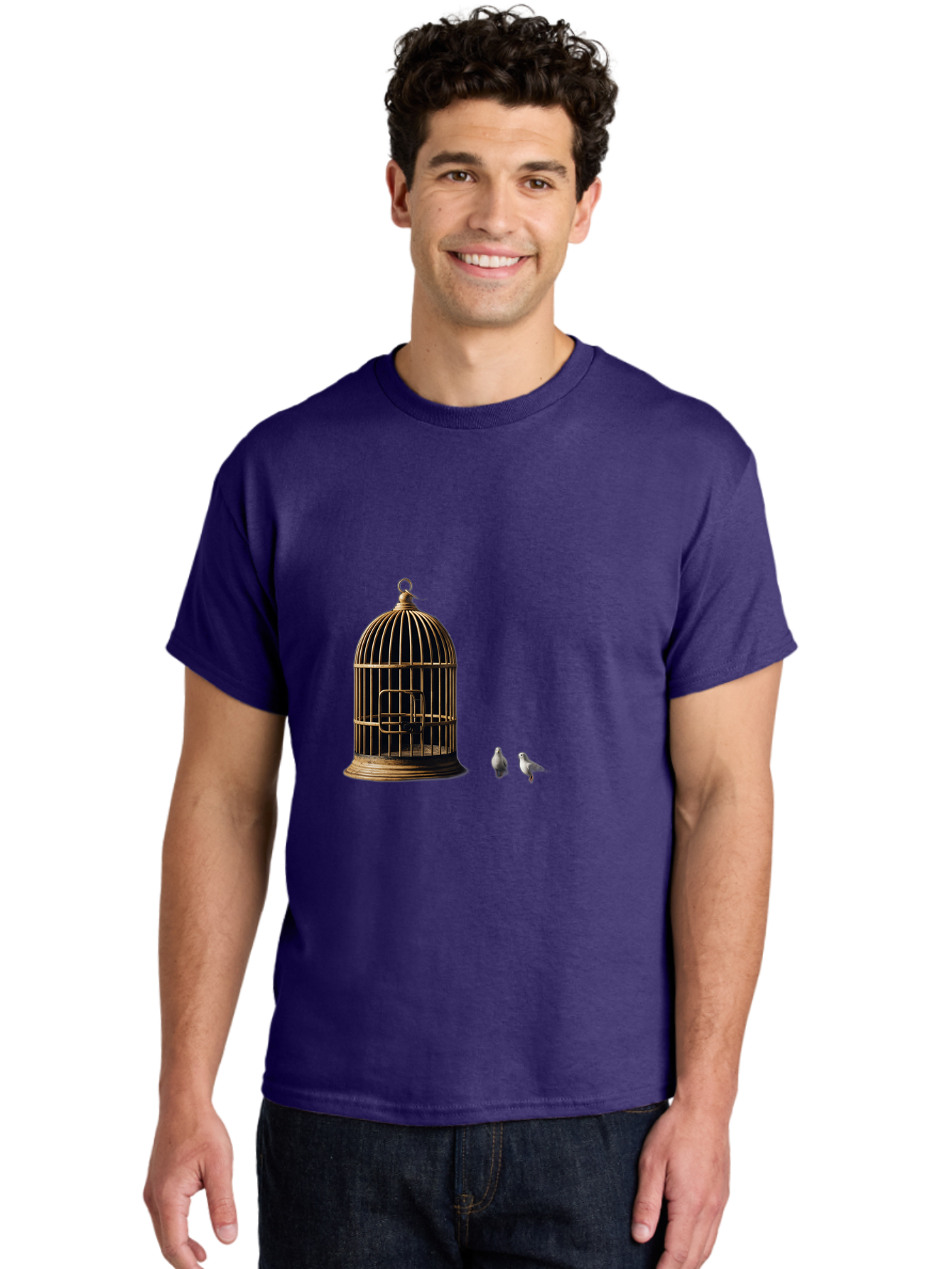 Bird-Cage-And-Birds Men'S Graphic Tee, 100% Cotton, Comfortable Casual Summer Wear, Machine Washable, Vintage Camera, Old Camera, Antique Camera, Black Camera, Classic Photography, Photography Equipment, Nostalgic Device, Film Camera, Bag172
