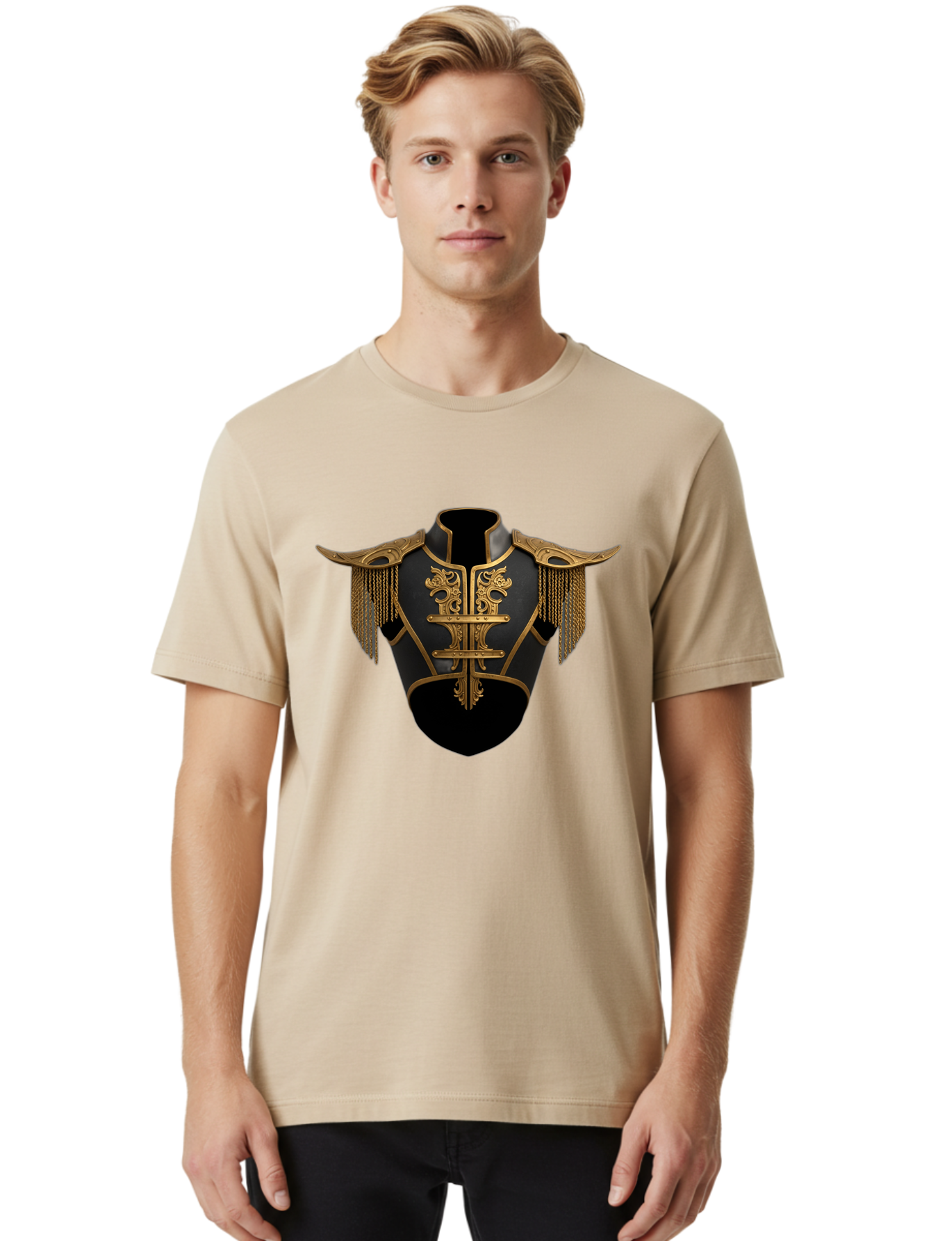 Black-And-Gold-Cuirass Men'S Graphic Tee, 100% Cotton, Comfortable Casual Summer Wear, Machine Washable, Vintage Camera, Old Camera, Antique Camera, Black Camera, Classic Photography, Photography Equipment, Nostalgic Device, Film Camera, Bag173