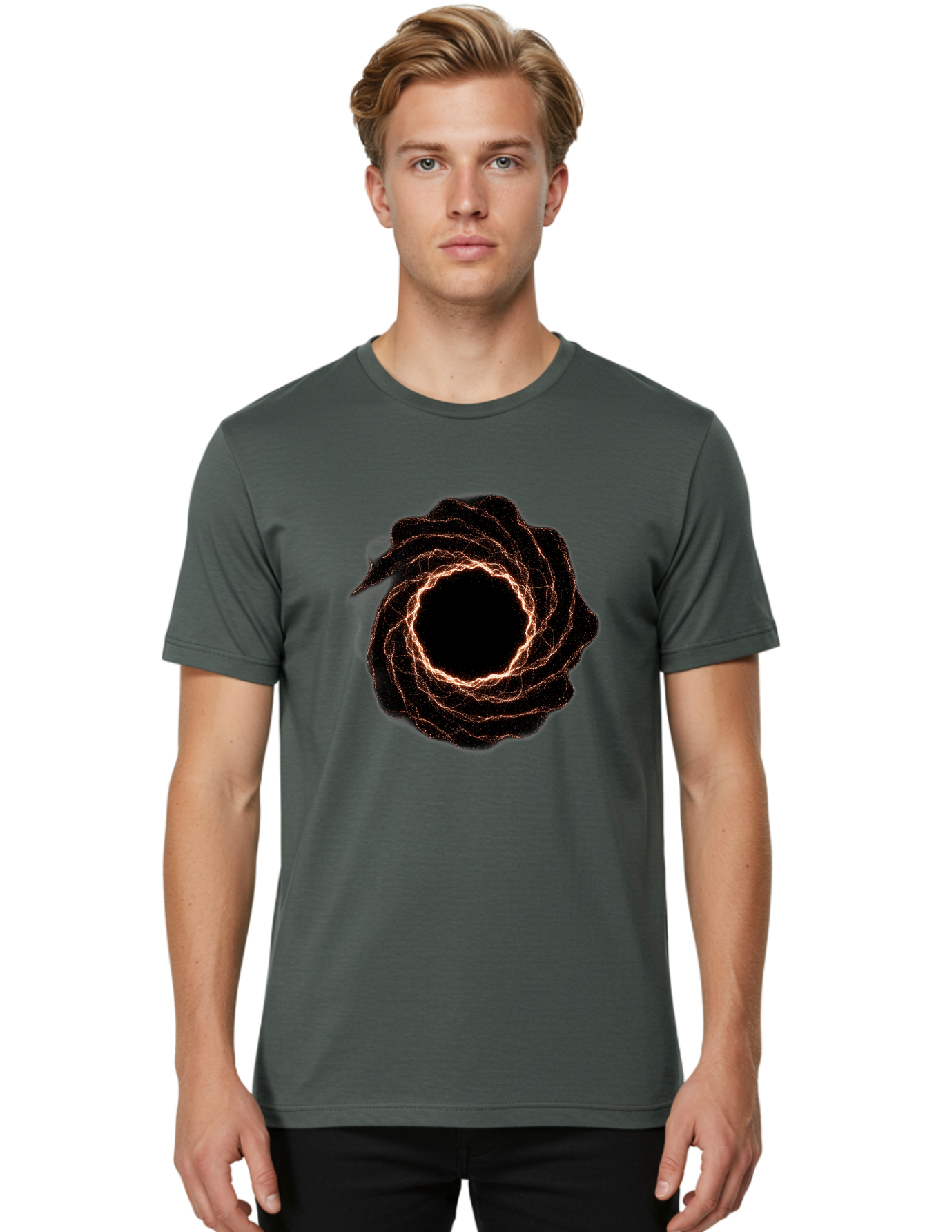 Black-Hole-Vortex Men'S Graphic Tee, 100% Cotton, Comfortable Casual Summer Wear, Machine Washable, Vintage Camera, Old Camera, Antique Camera, Black Camera, Classic Photography, Photography Equipment, Nostalgic Device, Film Camera, Camera Art Bag180