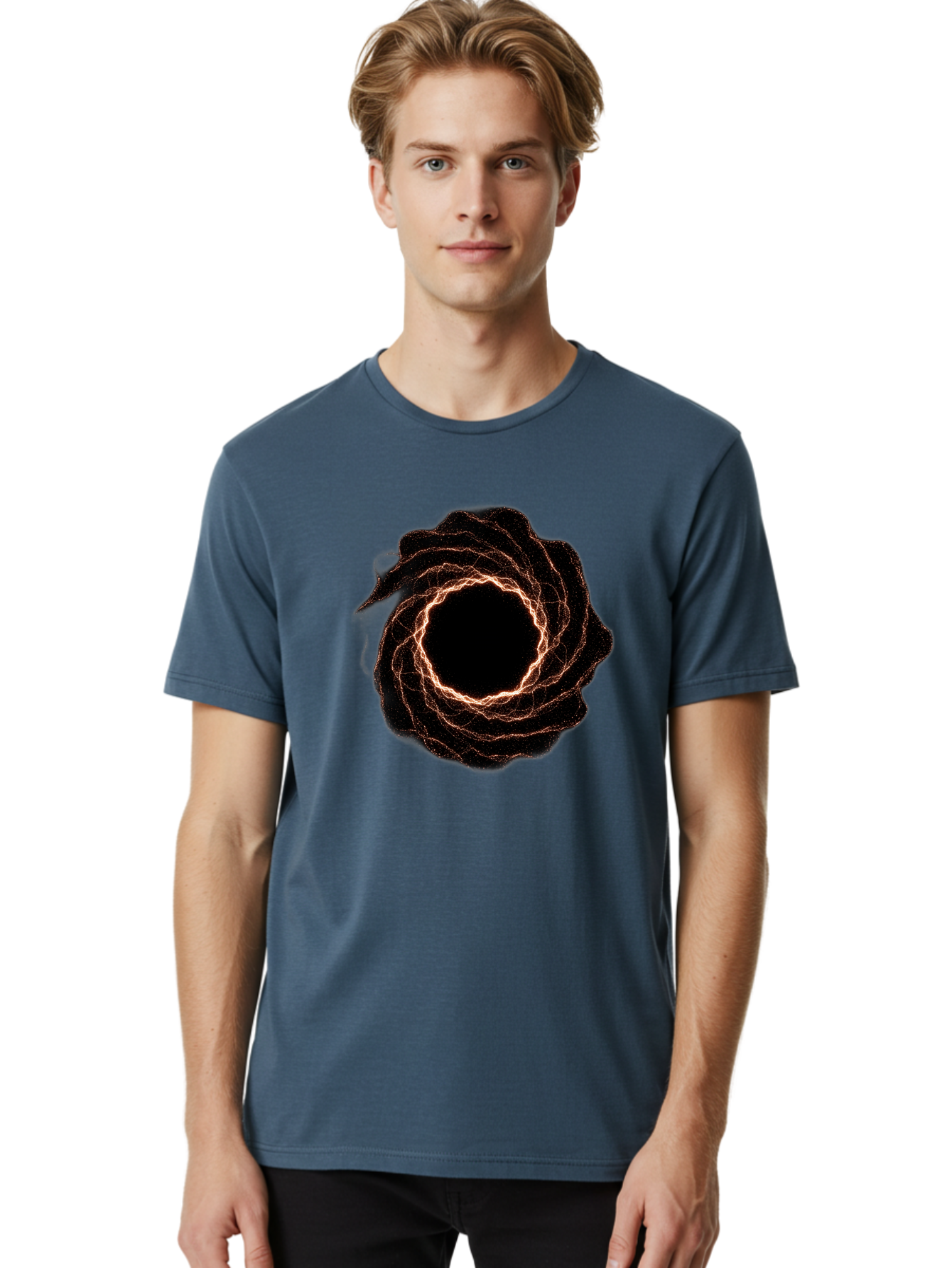 Black-Hole-Vortex Men'S Graphic Tee, 100% Cotton, Comfortable Casual Summer Wear, Machine Washable, Vintage Camera, Old Camera, Antique Camera, Black Camera, Classic Photography, Photography Equipment, Nostalgic Device, Film Camera, Camera Art Bag180