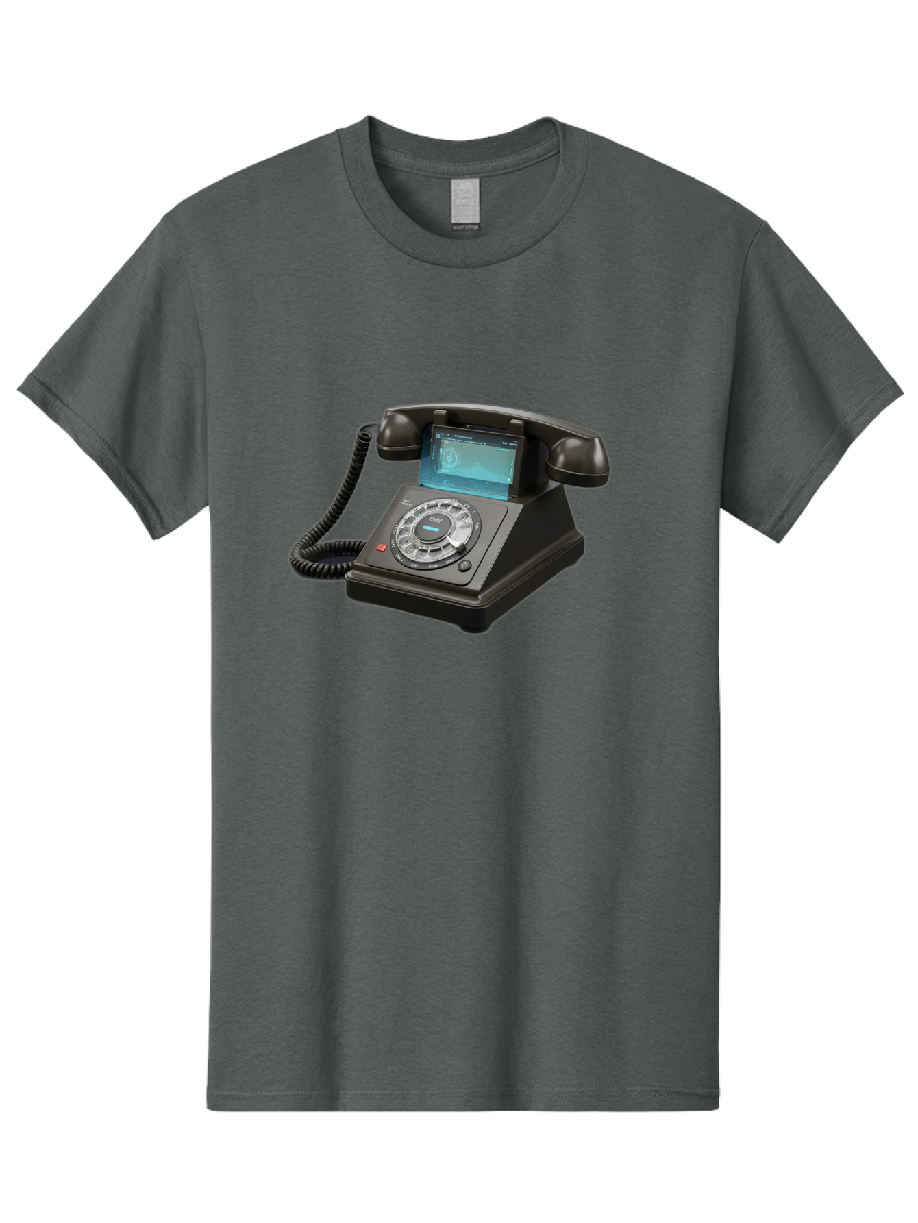 Black-Rotary-Phone-With-Lcd-Screen Men'S Graphic Tee, 100% Cotton, Comfortable Casual Summer Wear, Machine Washable, Vintage Camera, Old Camera, Antique Camera, Black Camera, Classic Photography, Photography Equipment, Nostalgic Device, Bag182