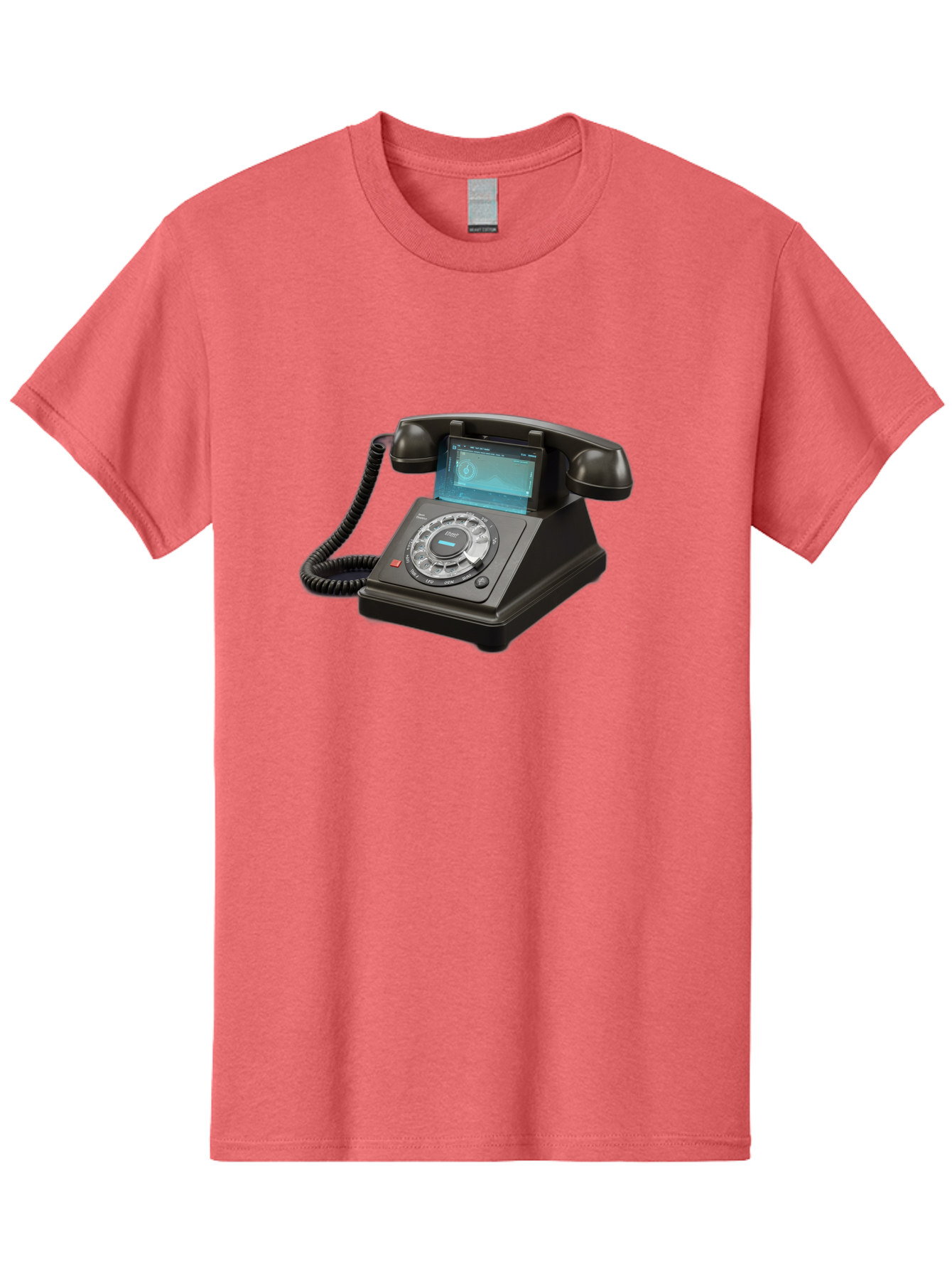 Black-Rotary-Phone-With-Lcd-Screen Men'S Graphic Tee, 100% Cotton, Comfortable Casual Summer Wear, Machine Washable, Vintage Camera, Old Camera, Antique Camera, Black Camera, Classic Photography, Photography Equipment, Nostalgic Device, Bag182