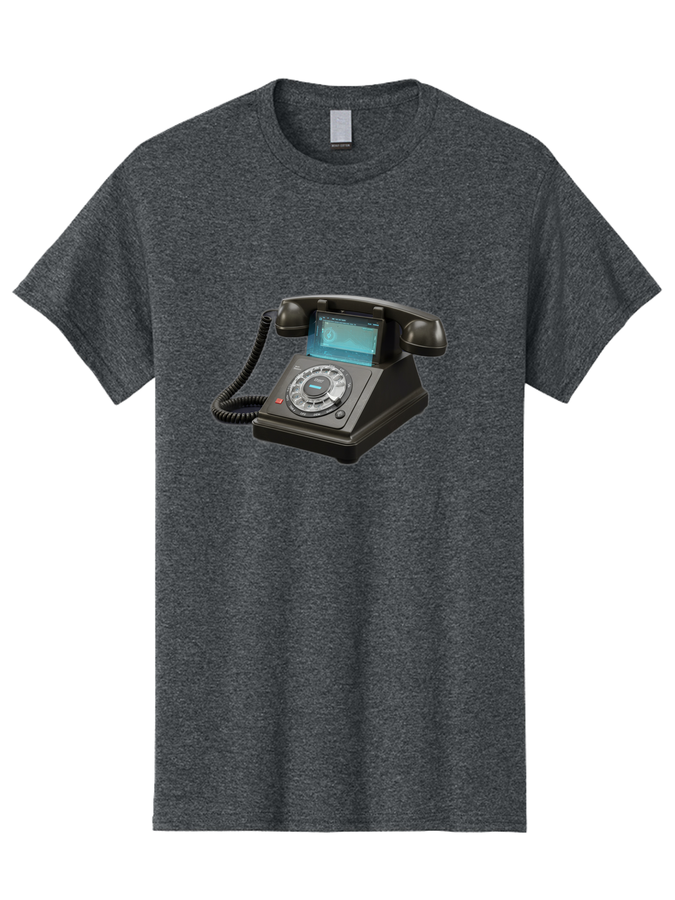 Black-Rotary-Phone-With-Lcd-Screen Men'S Graphic Tee, 100% Cotton, Comfortable Casual Summer Wear, Machine Washable, Vintage Camera, Old Camera, Antique Camera, Black Camera, Classic Photography, Photography Equipment, Nostalgic Device, Bag182