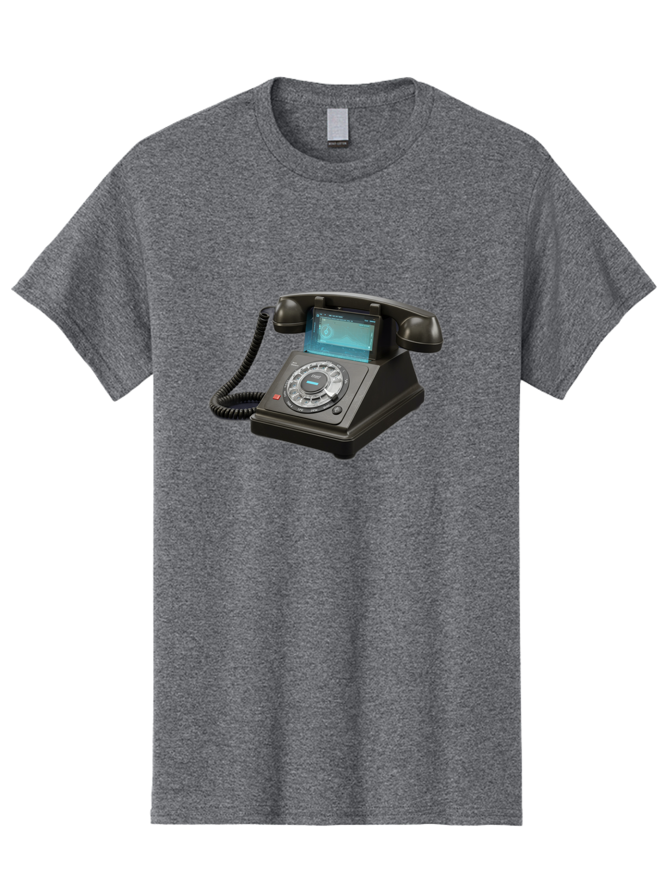 Black-Rotary-Phone-With-Lcd-Screen Men'S Graphic Tee, 100% Cotton, Comfortable Casual Summer Wear, Machine Washable, Vintage Camera, Old Camera, Antique Camera, Black Camera, Classic Photography, Photography Equipment, Nostalgic Device, Bag182
