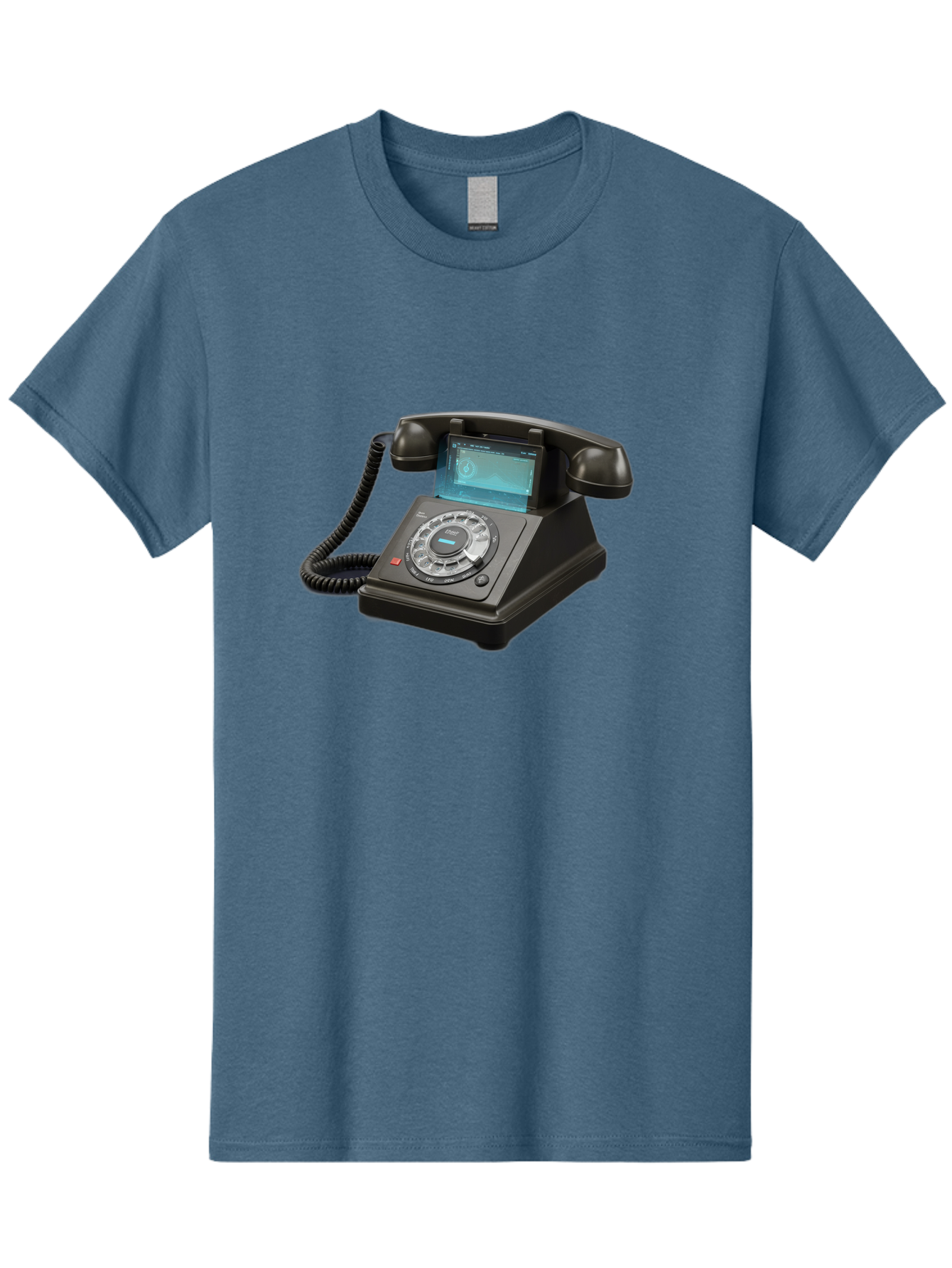Black-Rotary-Phone-With-Lcd-Screen Men'S Graphic Tee, 100% Cotton, Comfortable Casual Summer Wear, Machine Washable, Vintage Camera, Old Camera, Antique Camera, Black Camera, Classic Photography, Photography Equipment, Nostalgic Device, Bag182