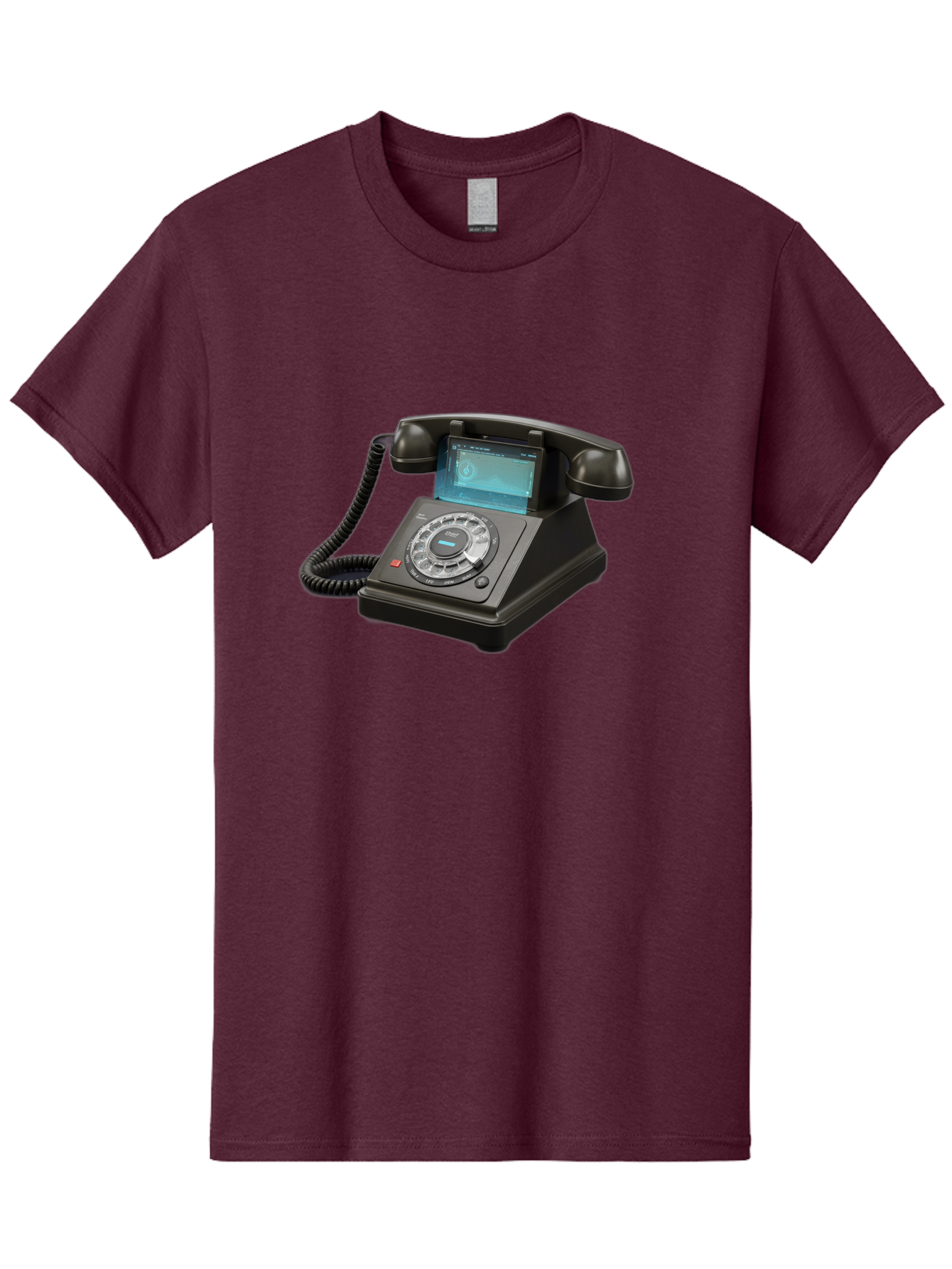 Black-Rotary-Phone-With-Lcd-Screen Men'S Graphic Tee, 100% Cotton, Comfortable Casual Summer Wear, Machine Washable, Vintage Camera, Old Camera, Antique Camera, Black Camera, Classic Photography, Photography Equipment, Nostalgic Device, Bag182