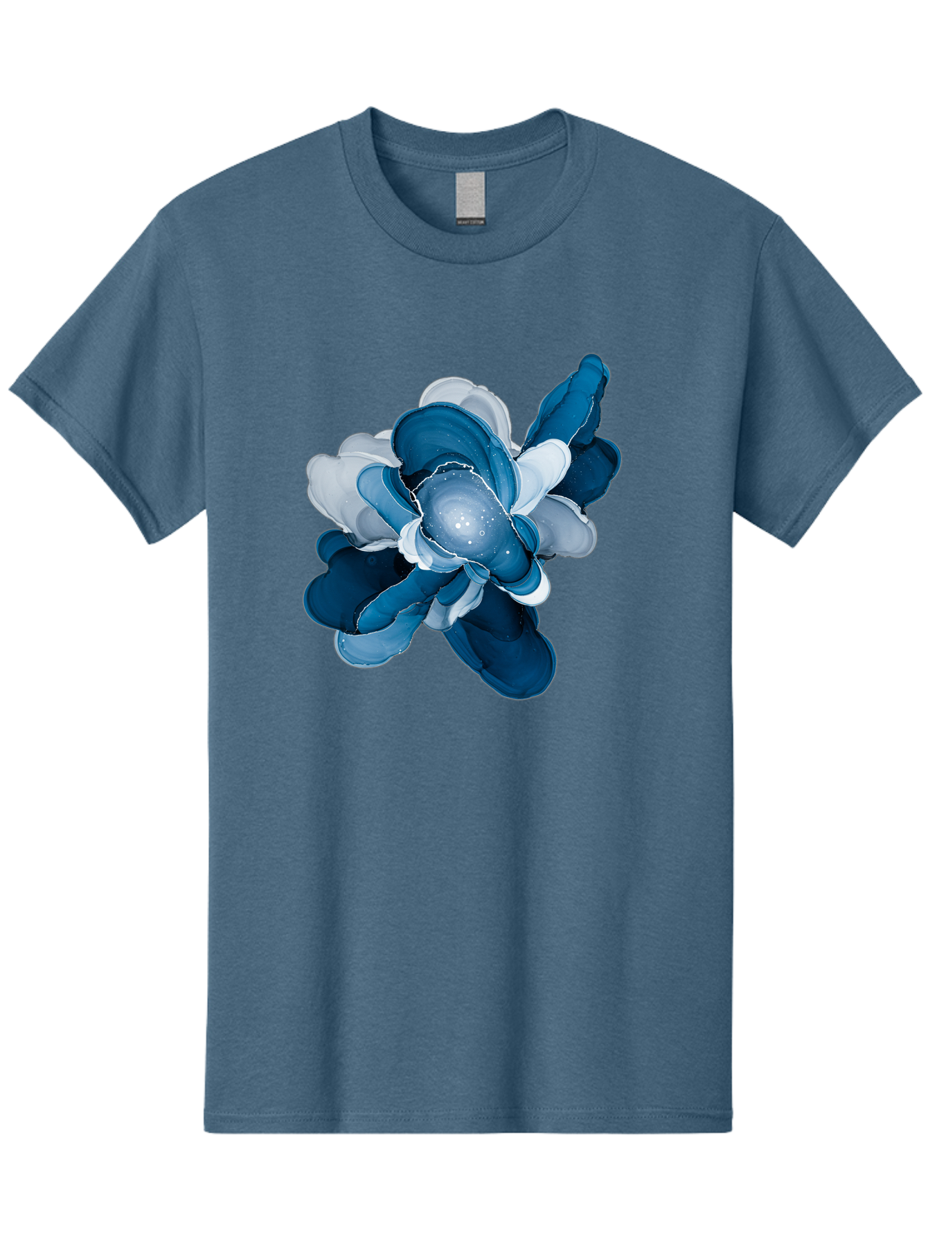 Blue-Digital-Flower Men'S Graphic Tee, 100% Cotton, Comfortable Casual Summer Wear, Machine Washable, Vintage Camera, Old Camera, Antique Camera, Black Camera, Classic Photography, Photography Equipment, Nostalgic Device, Film Camera, Bag191