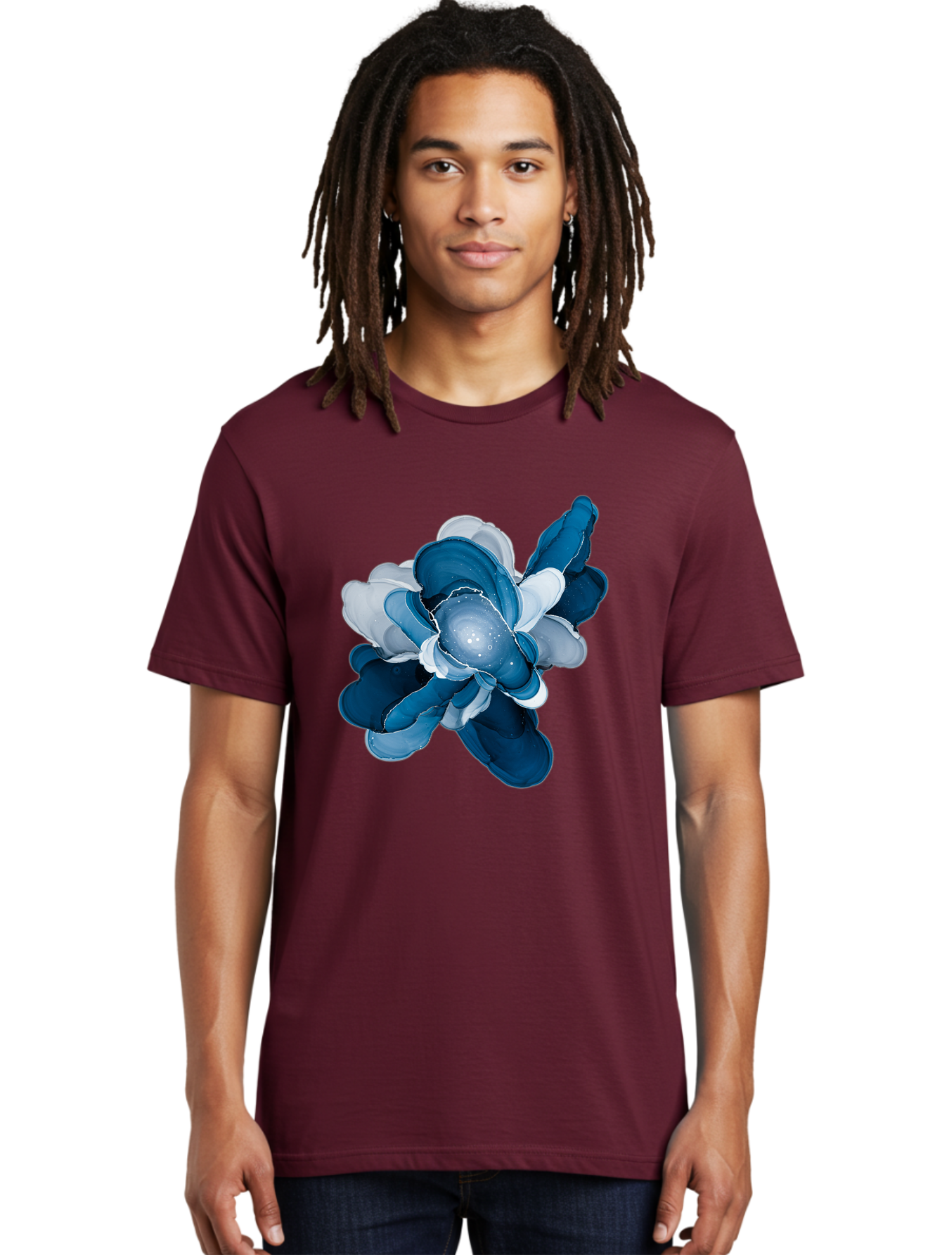 Blue-Digital-Flower Men'S Graphic Tee, 100% Cotton, Comfortable Casual Summer Wear, Machine Washable, Vintage Camera, Old Camera, Antique Camera, Black Camera, Classic Photography, Photography Equipment, Nostalgic Device, Film Camera, Bag191