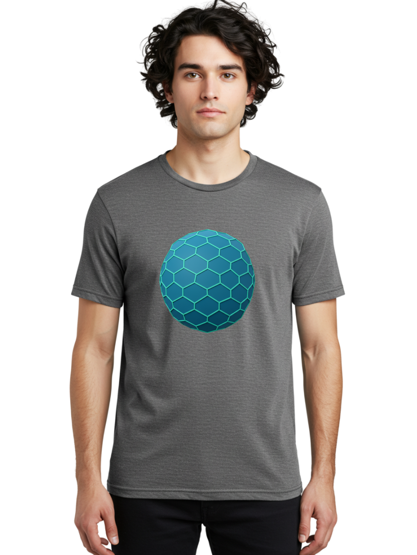 Blue-Hexagonal-Sphere Men'S Graphic Tee, 100% Cotton, Comfortable Casual Summer Wear, Machine Washable, Vintage Camera, Old Camera, Antique Camera, Black Camera, Classic Photography, Photography Equipment, Nostalgic Device, Film Camera, Bag194