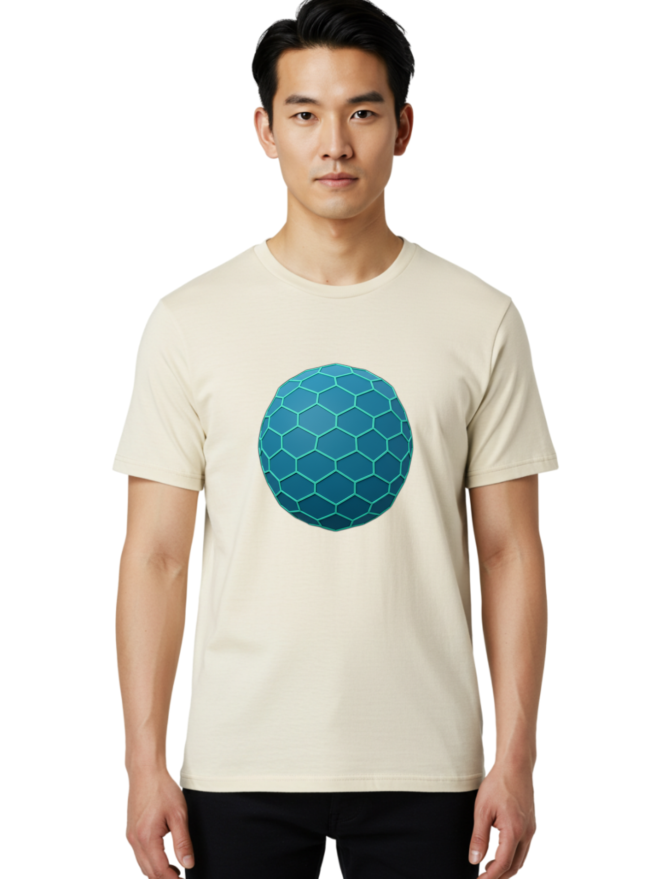 Blue-Hexagonal-Sphere Men'S Graphic Tee, 100% Cotton, Comfortable Casual Summer Wear, Machine Washable, Vintage Camera, Old Camera, Antique Camera, Black Camera, Classic Photography, Photography Equipment, Nostalgic Device, Film Camera, Bag194