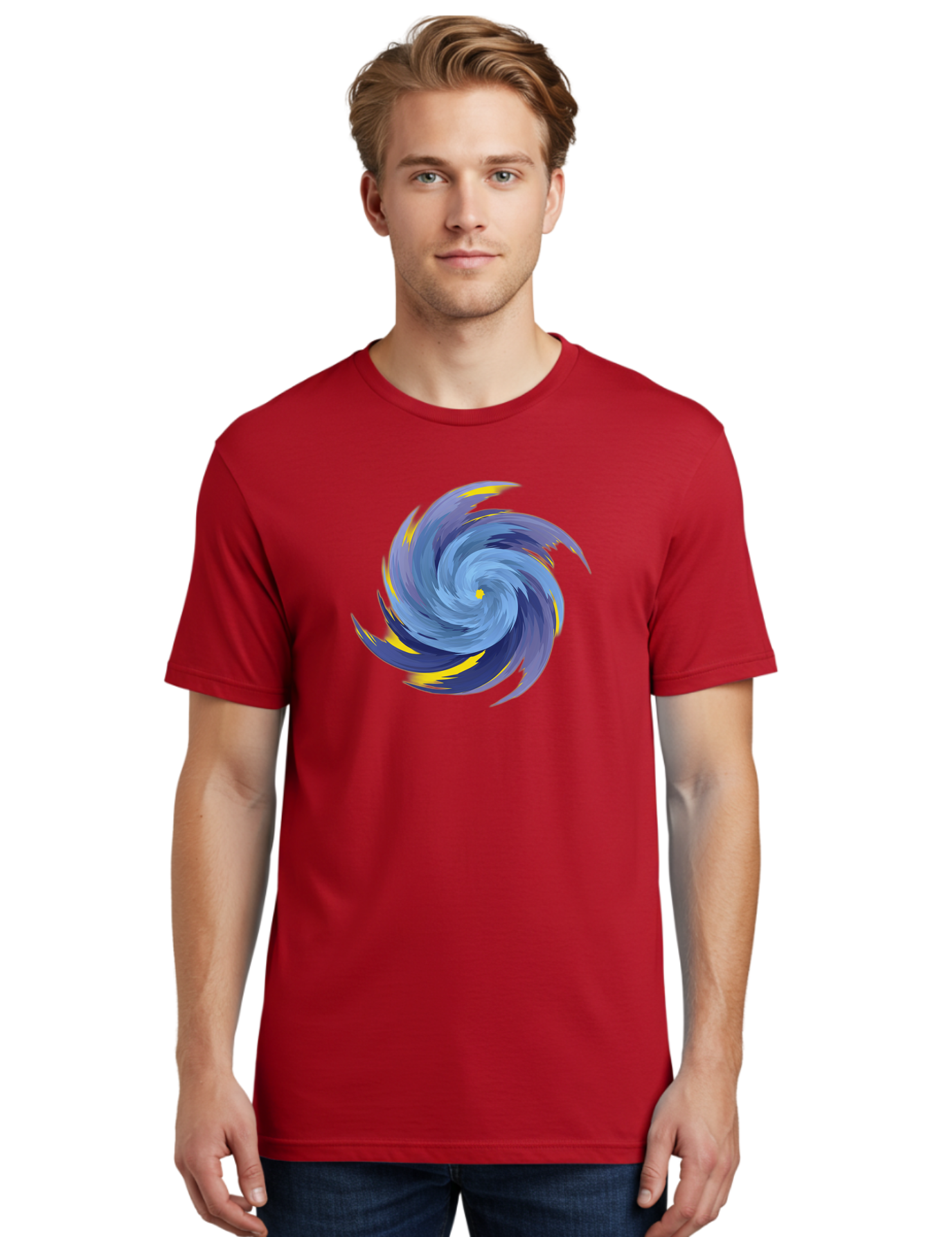 Blue-Spiral-Swirl Men'S Graphic Tee, 100% Cotton, Comfortable Casual Summer Wear, Machine Washable, Vintage Camera, Old Camera, Antique Camera, Black Camera, Classic Photography, Photography Equipment, Nostalgic Device, Film Camera, Camera Art Bag204