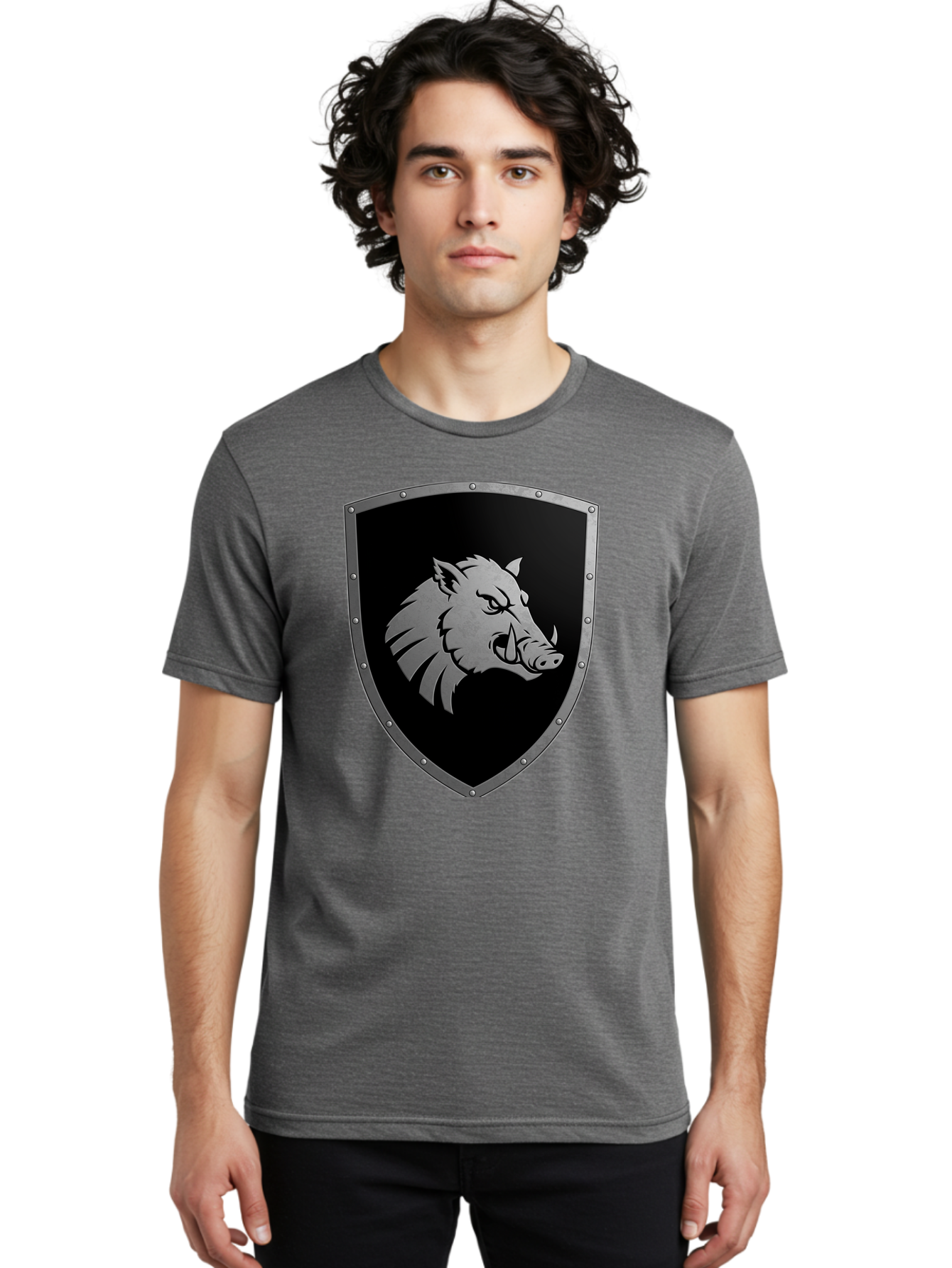 Boar-Head-Shield Men'S Graphic Tee, 100% Cotton, Comfortable Casual Summer Wear, Machine Washable, Vintage Camera, Old Camera, Antique Camera, Black Camera, Classic Photography, Photography Equipment, Nostalgic Device, Film Camera, Camera Art Bag210