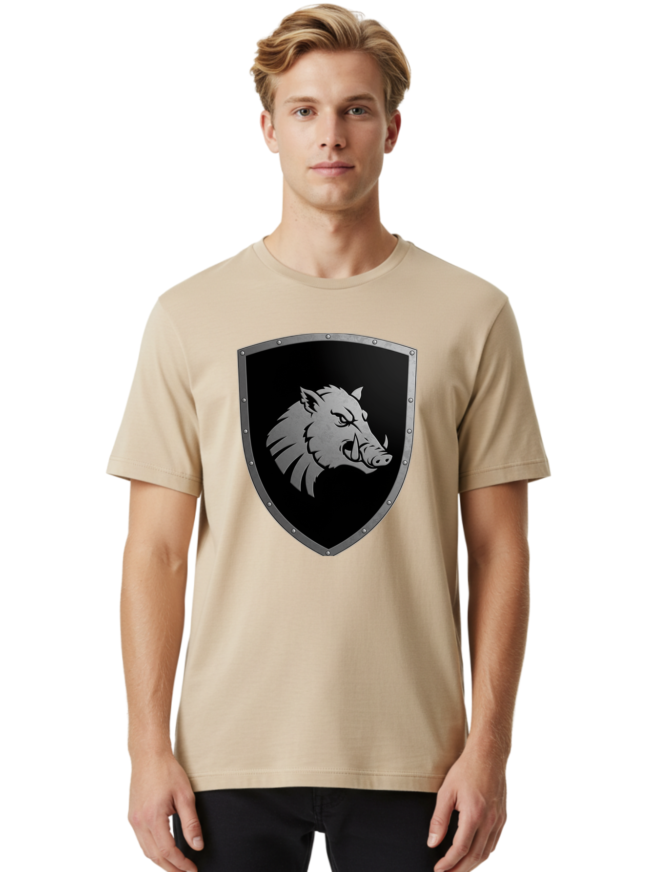 Boar-Head-Shield Men'S Graphic Tee, 100% Cotton, Comfortable Casual Summer Wear, Machine Washable, Vintage Camera, Old Camera, Antique Camera, Black Camera, Classic Photography, Photography Equipment, Nostalgic Device, Film Camera, Camera Art Bag210