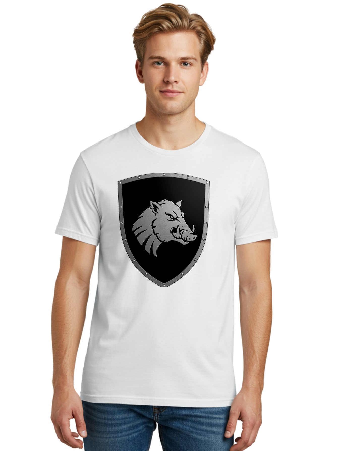 Boar-Head-Shield Men'S Graphic Tee, 100% Cotton, Comfortable Casual Summer Wear, Machine Washable, Vintage Camera, Old Camera, Antique Camera, Black Camera, Classic Photography, Photography Equipment, Nostalgic Device, Film Camera, Camera Art Bag210