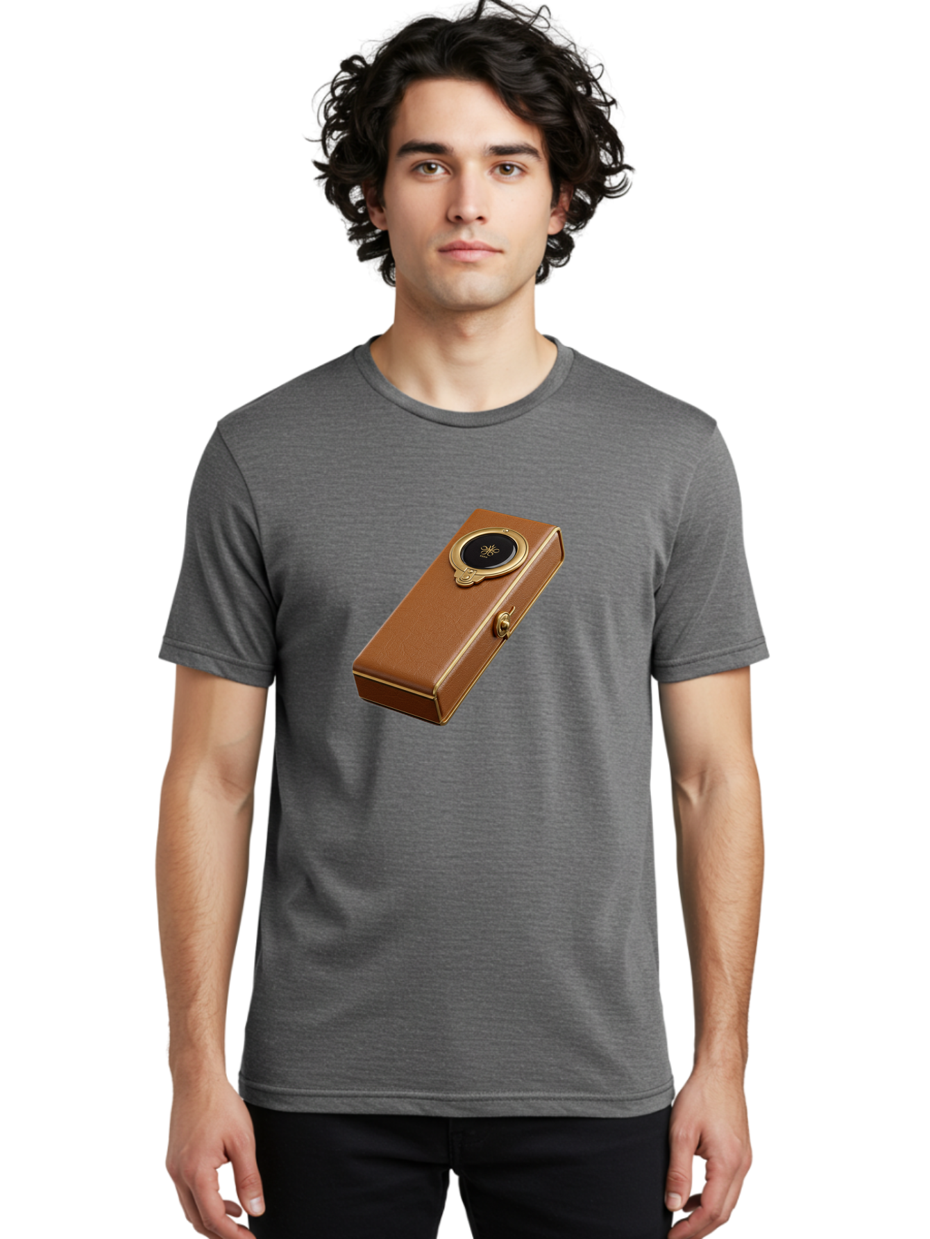 Brown-Leather-Box Men'S Graphic Tee, 100% Cotton, Comfortable Casual Summer Wear, Machine Washable, Vintage Camera, Old Camera, Antique Camera, Black Camera, Classic Photography, Photography Equipment, Nostalgic Device, Film Camera, Camera Art Bag217