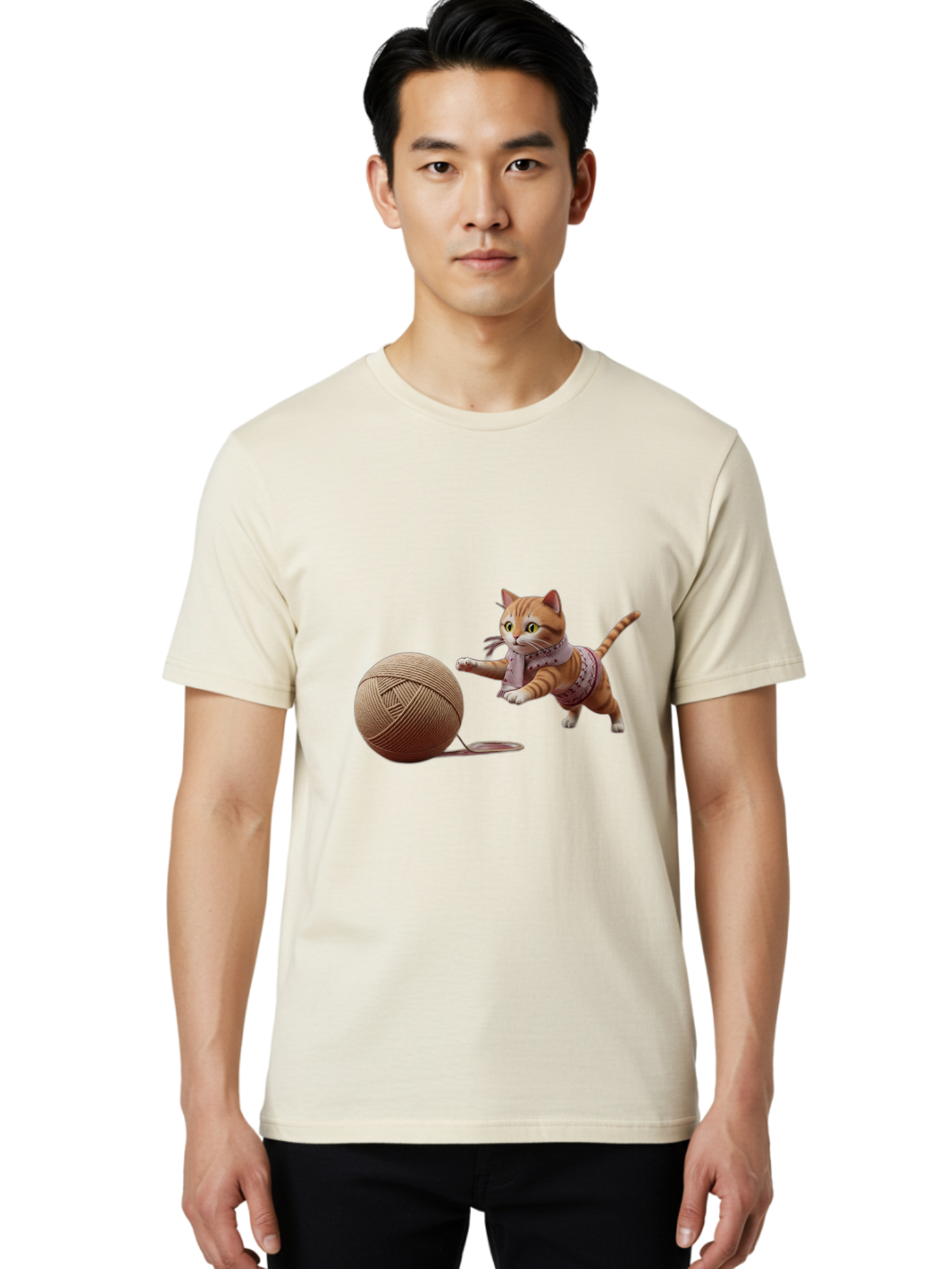 Cat-Playing-With-Yarn-Ball Men'S Graphic Tee, 100% Cotton, Comfortable Casual Summer Wear, Machine Washable, Vintage Camera, Old Camera, Antique Camera, Black Camera, Classic Photography, Photography Equipment, Nostalgic Device, Film Camera, Bag264