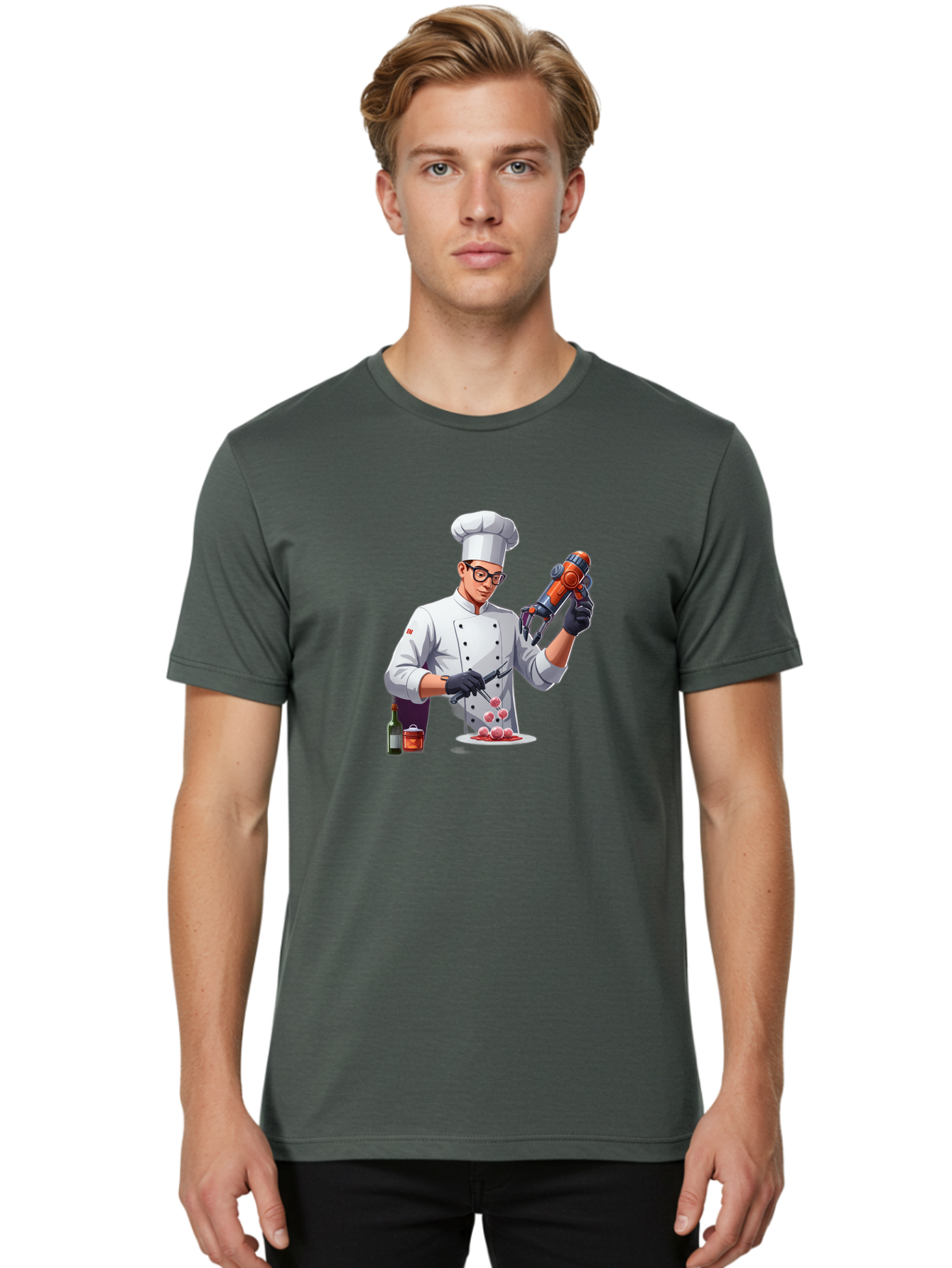 Chef-With-Meatball-Gun Men'S Graphic Tee, 100% Cotton, Comfortable Casual Summer Wear, Machine Washable, Vintage Camera, Old Camera, Antique Camera, Black Camera, Classic Photography, Photography Equipment, Nostalgic Device, Film Camera, Bag278