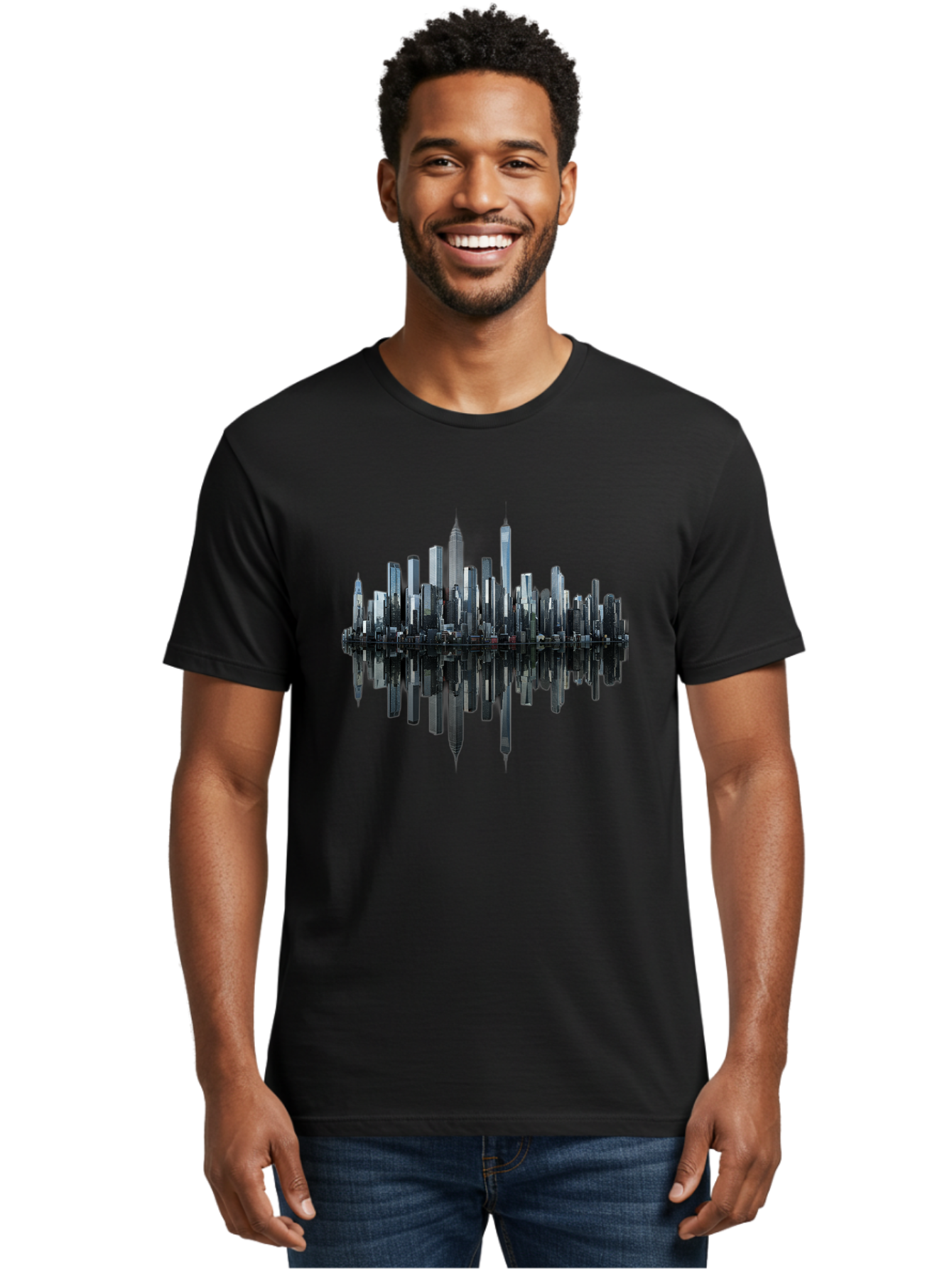 City-Skyline-Sound-Wave Men'S Graphic Tee, 100% Cotton, Comfortable Casual Summer Wear, Machine Washable, Vintage Camera, Old Camera, Antique Camera, Black Camera, Classic Photography, Photography Equipment, Nostalgic Device, Film Camera, Bag297