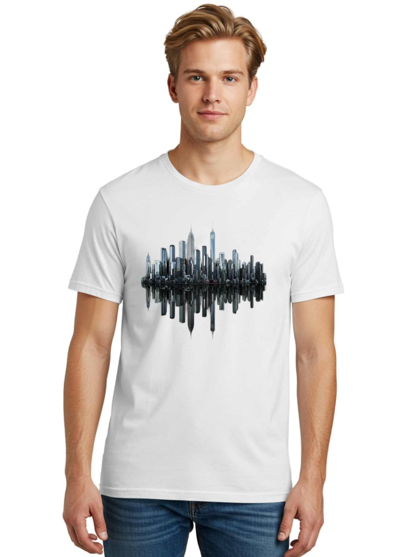 City-Skyline-Sound-Wave Men'S Graphic Tee, 100% Cotton, Comfortable Casual Summer Wear, Machine Washable, Vintage Camera, Old Camera, Antique Camera, Black Camera, Classic Photography, Photography Equipment, Nostalgic Device, Film Camera, Bag297
