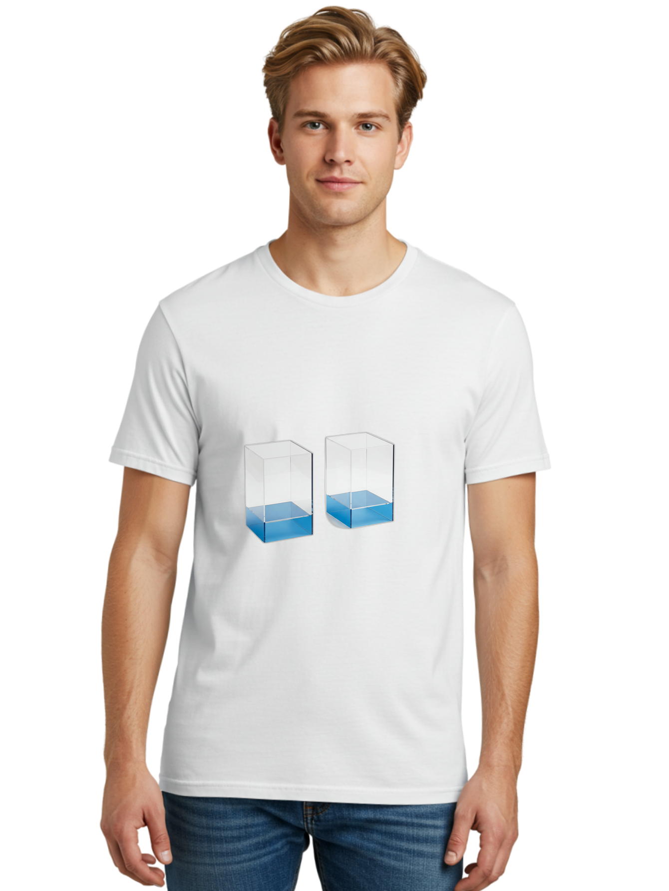 Clear-Boxes-With-Blue-Liquid Men'S Graphic Tee, 100% Cotton, Comfortable Casual Summer Wear, Machine Washable, Vintage Camera, Old Camera, Antique Camera, Black Camera, Classic Photography, Photography Equipment, Nostalgic Device, Film Camera, Bag302