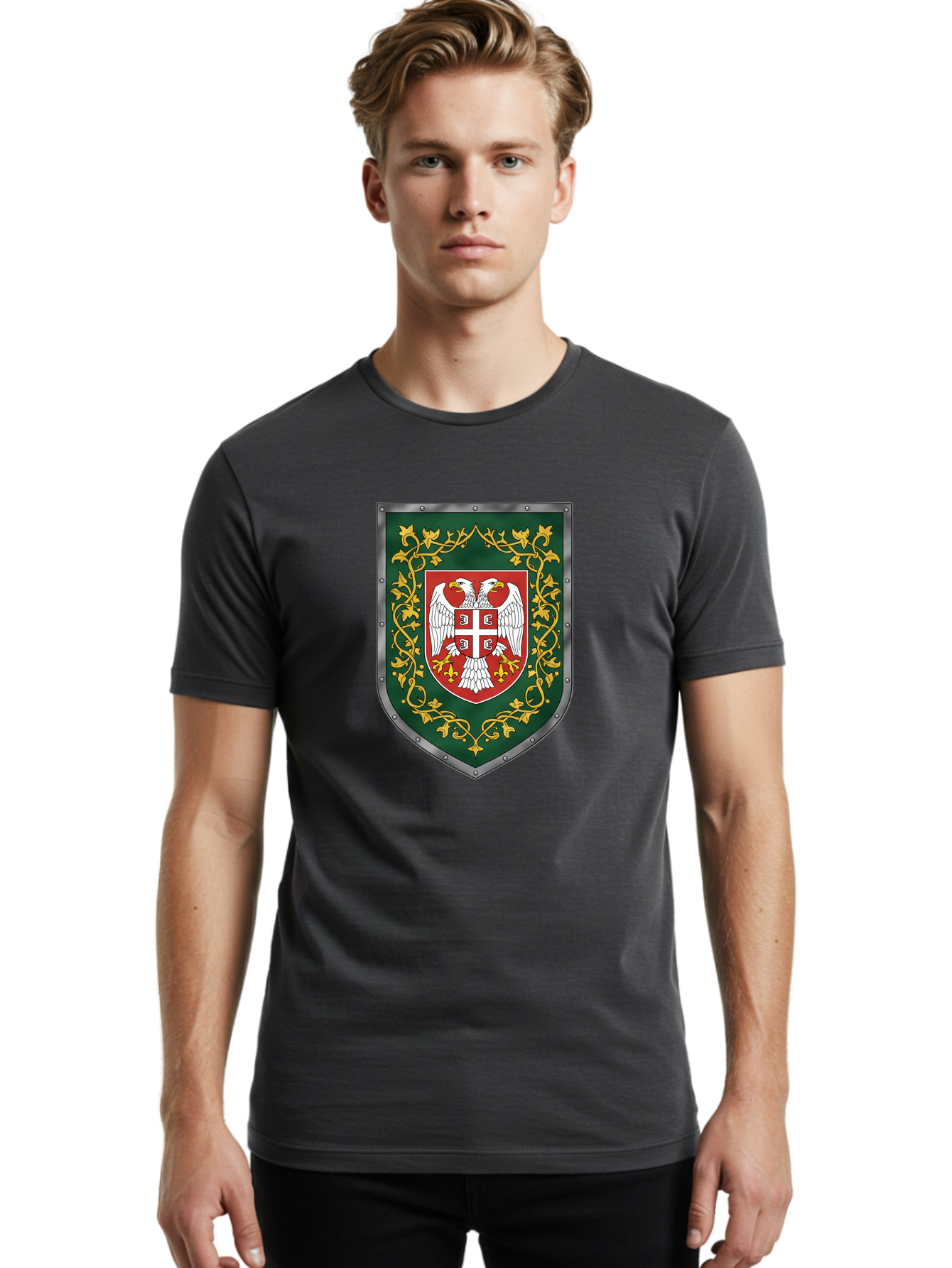 Coat-Of-Arms-Shield Men'S Graphic Tee, 100% Cotton, Comfortable Casual Summer Wear, Machine Washable, Vintage Camera, Old Camera, Antique Camera, Black Camera, Classic Photography, Photography Equipment, Nostalgic Device, Film Camera, Bag311