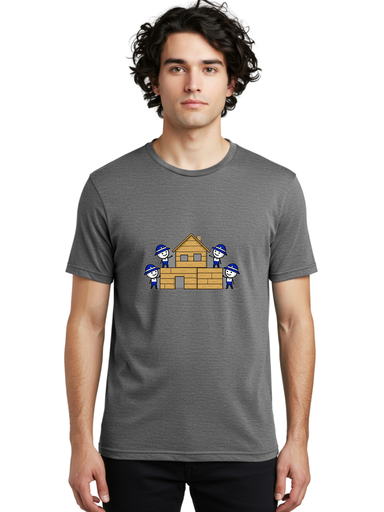 Construction-Workers-Building-House Men'S Graphic Tee, 100% Cotton, Comfortable Casual Summer Wear, Machine Washable, Vintage Camera, Old Camera, Antique Camera, Black Camera, Classic Photography, Photography Equipment, Nostalgic Device, Bag332