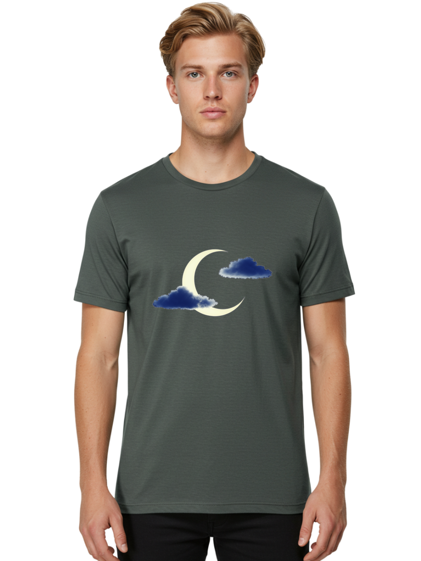 Crescent-Moon-With-Clouds Men'S Graphic Tee, 100% Cotton, Comfortable Casual Summer Wear, Machine Washable, Vintage Camera, Old Camera, Antique Camera, Black Camera, Classic Photography, Photography Equipment, Nostalgic Device, Film Camera, Bag362