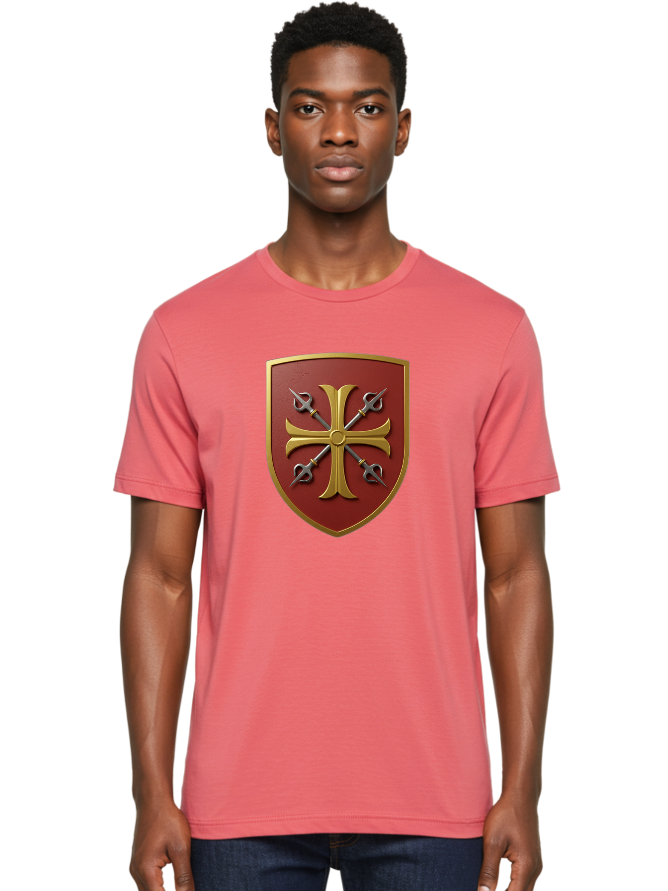 Crossed-Swords-And-Cross-Emblem Men'S Graphic Tee, 100% Cotton, Comfortable Casual Summer Wear, Machine Washable, Vintage Camera, Old Camera, Antique Camera, Black Camera, Classic Photography, Photography Equipment, Nostalgic Device, Bag364