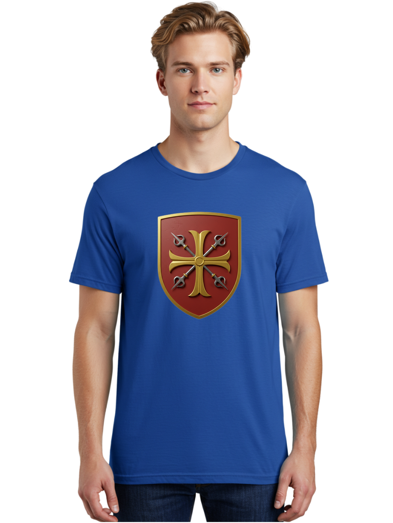 Crossed-Swords-And-Cross-Emblem Men'S Graphic Tee, 100% Cotton, Comfortable Casual Summer Wear, Machine Washable, Vintage Camera, Old Camera, Antique Camera, Black Camera, Classic Photography, Photography Equipment, Nostalgic Device, Bag364
