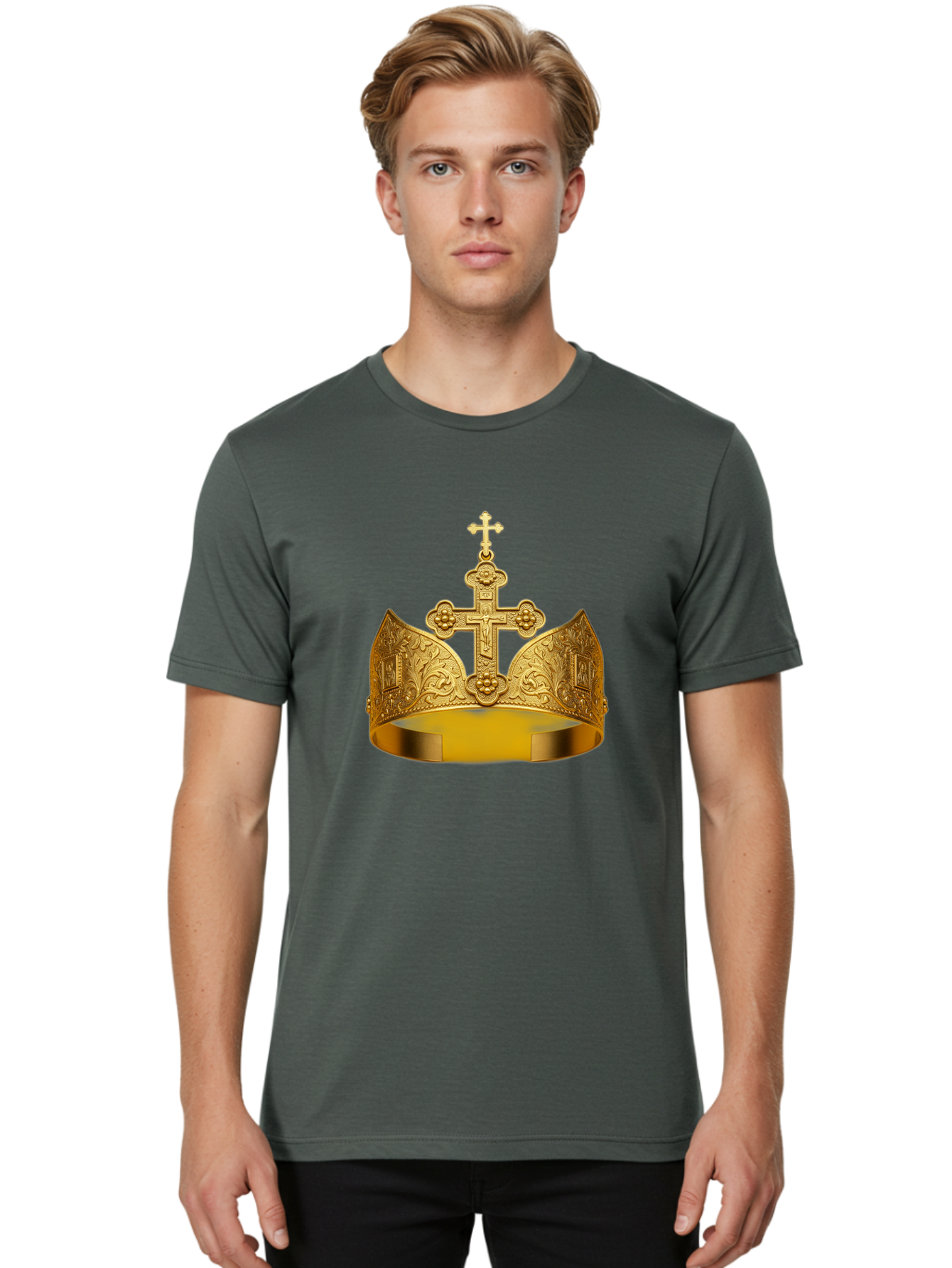 Crown-With-Cross Men'S Graphic Tee, 100% Cotton, Comfortable Casual Summer Wear, Machine Washable, Vintage Camera, Old Camera, Antique Camera, Black Camera, Classic Photography, Photography Equipment, Nostalgic Device, Film Camera, Camera Art Bag365