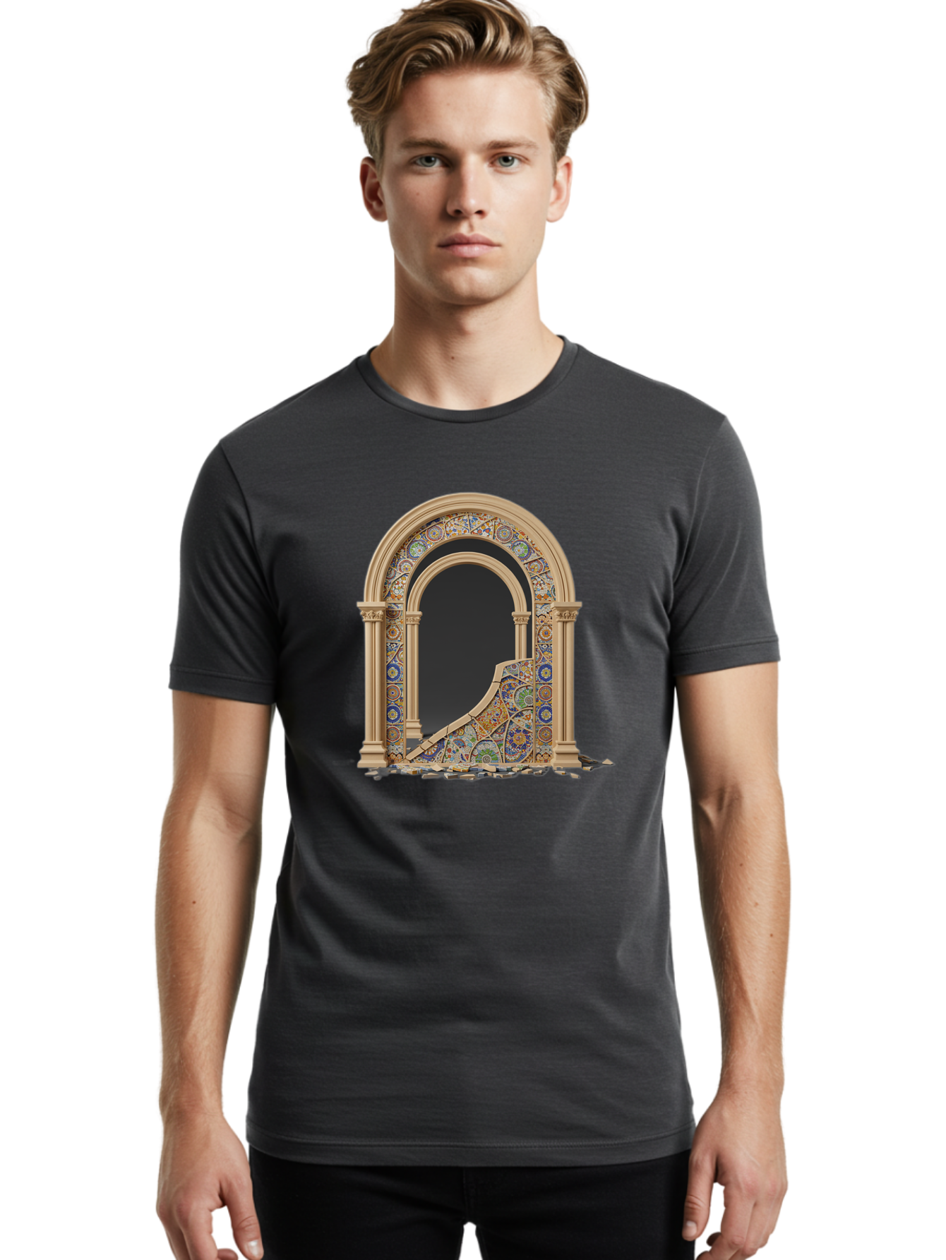 Damaged-Archway Men'S Graphic Tee, 100% Cotton, Comfortable Casual Summer Wear, Machine Washable, Vintage Camera, Old Camera, Antique Camera, Black Camera, Classic Photography, Photography Equipment, Nostalgic Device, Film Camera, Camera Art Bag378