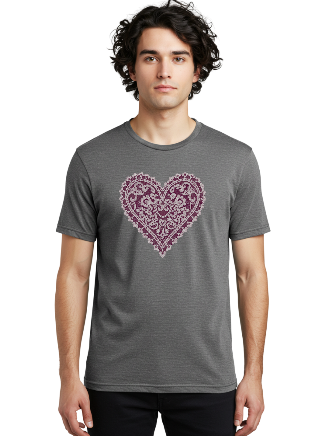 Decorative-Heart-Lace Men'S Graphic Tee, 100% Cotton, Comfortable Casual Summer Wear, Machine Washable, Vintage Camera, Old Camera, Antique Camera, Black Camera, Classic Photography, Photography Equipment, Nostalgic Device, Film Camera, Bag385