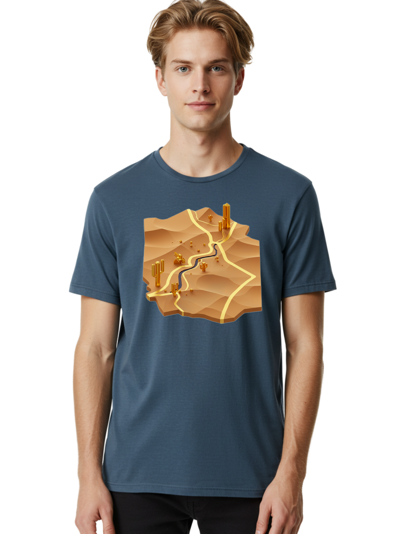 Desert-Landscape-Isometric-Map Men'S Graphic Tee, 100% Cotton, Comfortable Casual Summer Wear, Machine Washable, Vintage Camera, Old Camera, Antique Camera, Black Camera, Classic Photography, Photography Equipment, Nostalgic Device, Bag388