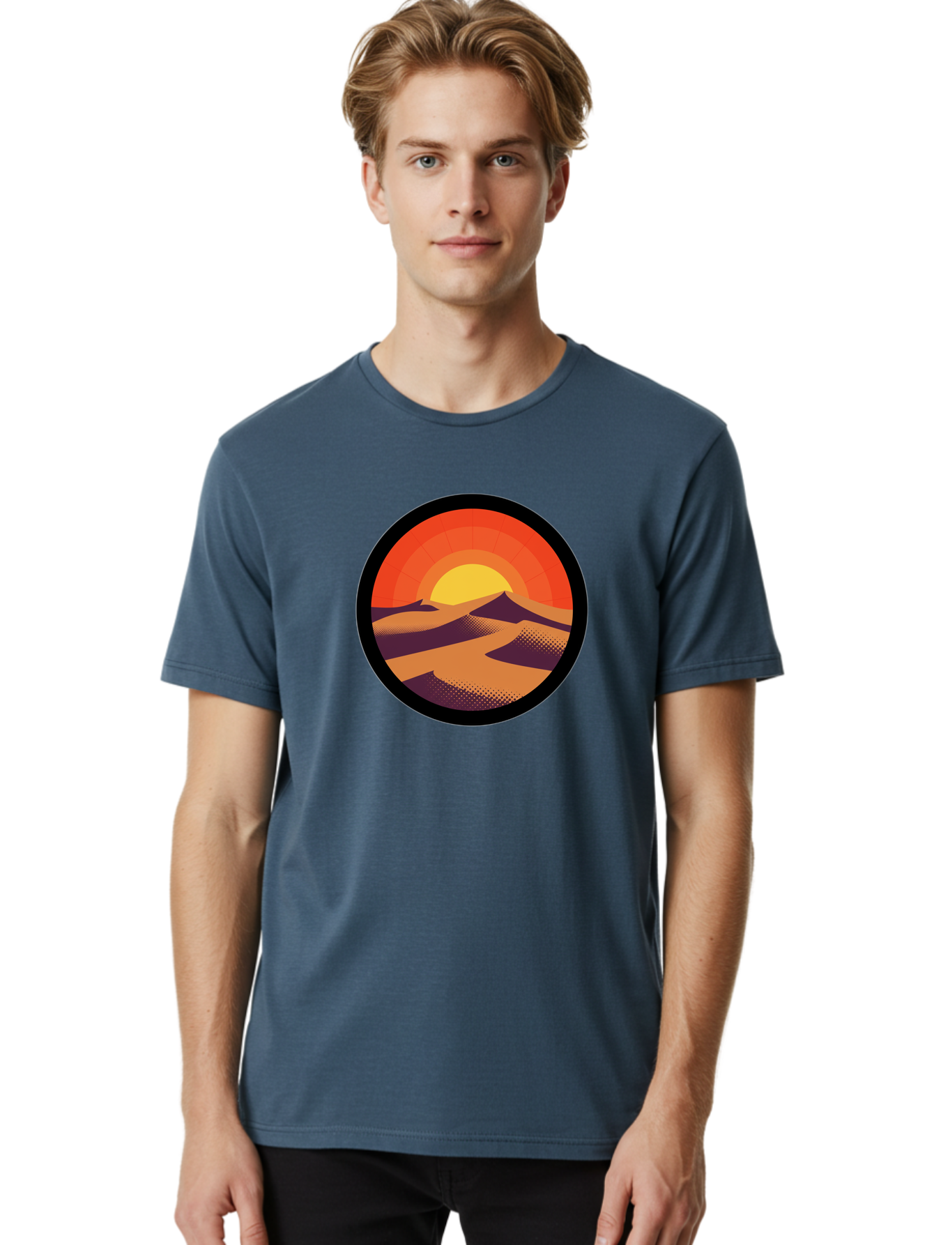 Desert-Sunset-1 Men'S Graphic Tee, 100% Cotton, Comfortable Casual Summer Wear, Machine Washable, Vintage Camera, Old Camera, Antique Camera, Black Camera, Classic Photography, Photography Equipment, Nostalgic Device, Film Camera, Camera Art Bag389