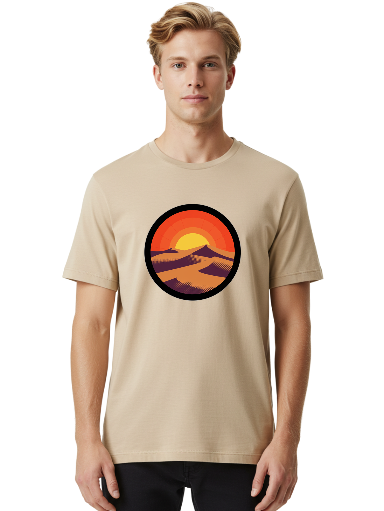 Desert-Sunset-1 Men'S Graphic Tee, 100% Cotton, Comfortable Casual Summer Wear, Machine Washable, Vintage Camera, Old Camera, Antique Camera, Black Camera, Classic Photography, Photography Equipment, Nostalgic Device, Film Camera, Camera Art Bag389