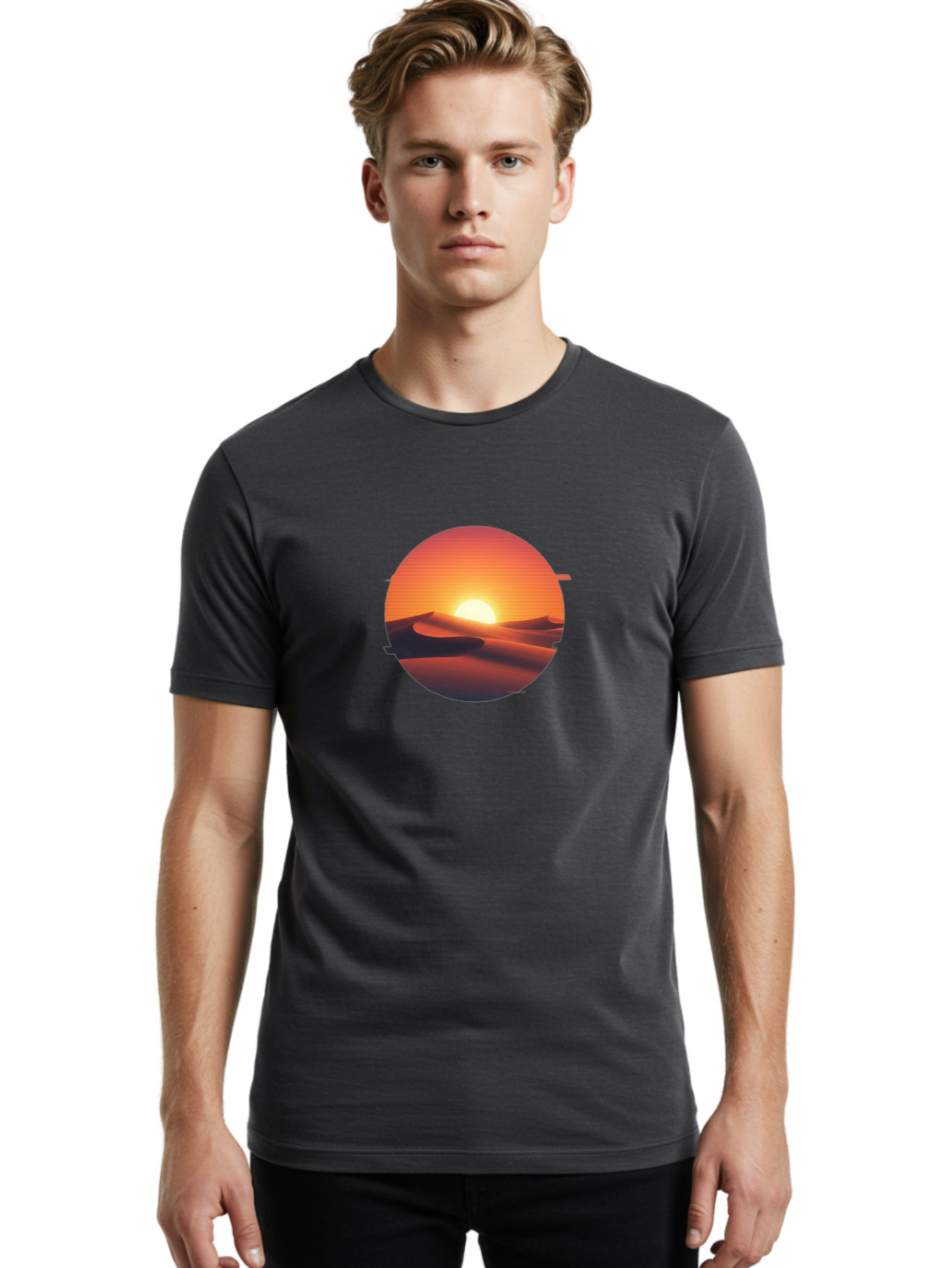 Desert-Sunset-2 Men'S Graphic Tee, 100% Cotton, Comfortable Casual Summer Wear, Machine Washable, Vintage Camera, Old Camera, Antique Camera, Black Camera, Classic Photography, Photography Equipment, Nostalgic Device, Film Camera, Camera Art Bag390