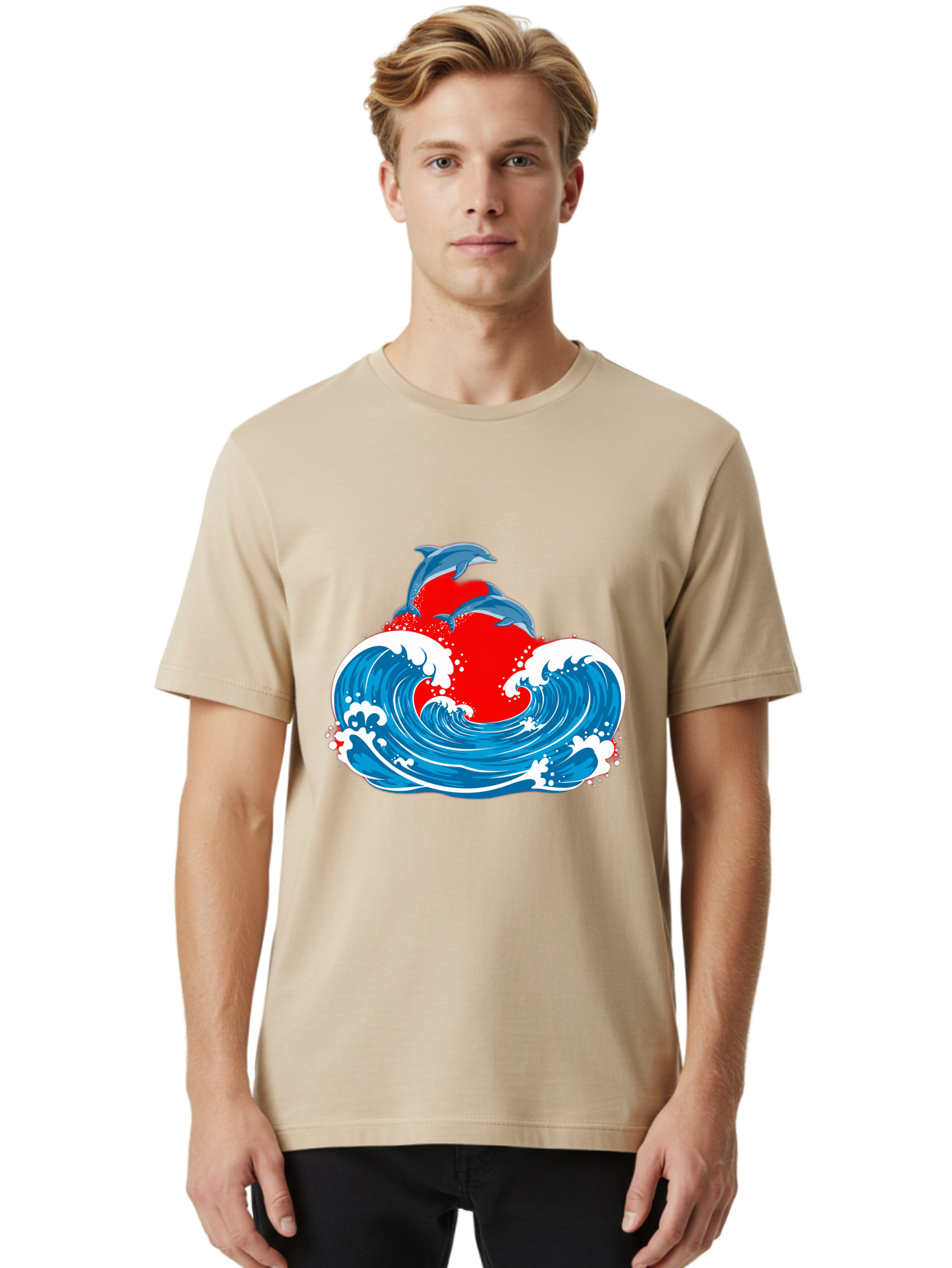 Dolphins-Jumping-Wave Men'S Graphic Tee, 100% Cotton, Comfortable Casual Summer Wear, Machine Washable, Vintage Camera, Old Camera, Antique Camera, Black Camera, Classic Photography, Photography Equipment, Nostalgic Device, Film Camera, Bag401