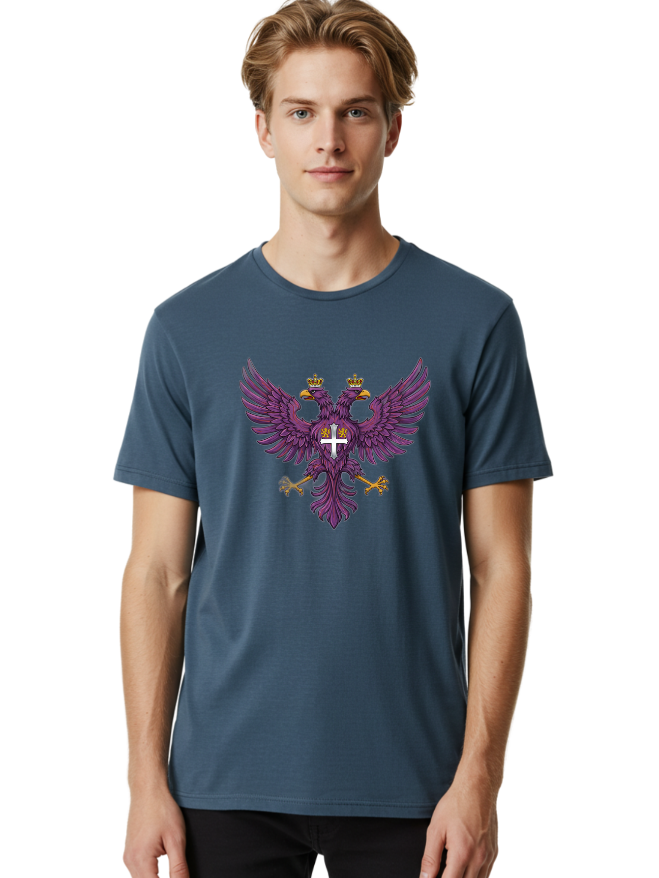 Double-Headed-Eagle-1 Men'S Graphic Tee, 100% Cotton, Comfortable Casual Summer Wear, Machine Washable, Vintage Camera, Old Camera, Antique Camera, Black Camera, Classic Photography, Photography Equipment, Nostalgic Device, Film Camera, Bag405