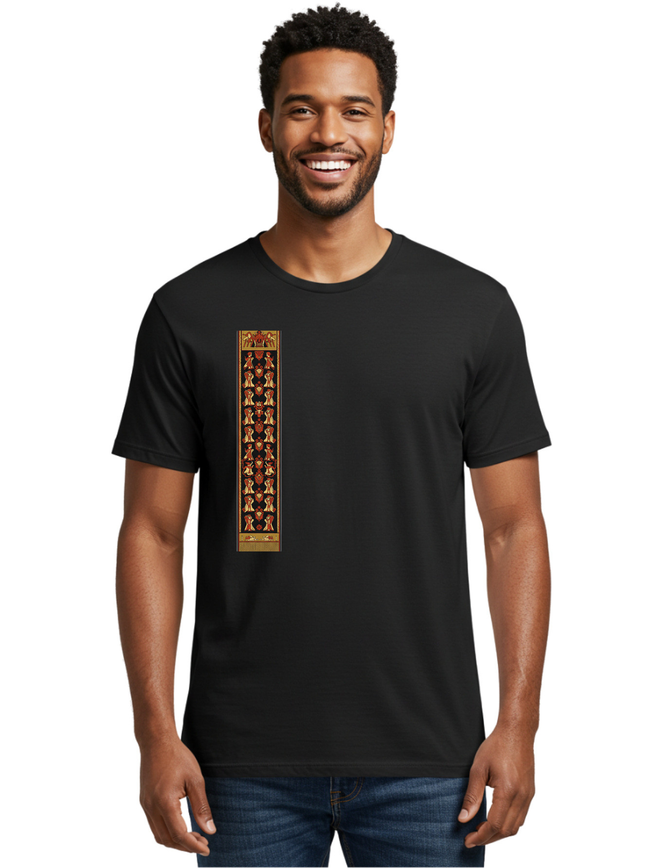 Egyptian-Hieroglyphic-Border Men'S Graphic Tee, 100% Cotton, Comfortable Casual Summer Wear, Machine Washable, Vintage Camera, Old Camera, Antique Camera, Black Camera, Classic Photography, Photography Equipment, Nostalgic Device, Film Camera, Bag423