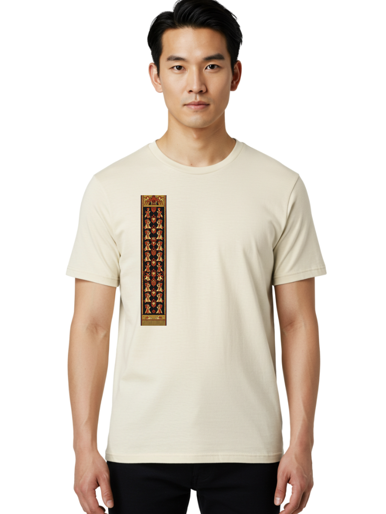 Egyptian-Hieroglyphic-Border Men'S Graphic Tee, 100% Cotton, Comfortable Casual Summer Wear, Machine Washable, Vintage Camera, Old Camera, Antique Camera, Black Camera, Classic Photography, Photography Equipment, Nostalgic Device, Film Camera, Bag423